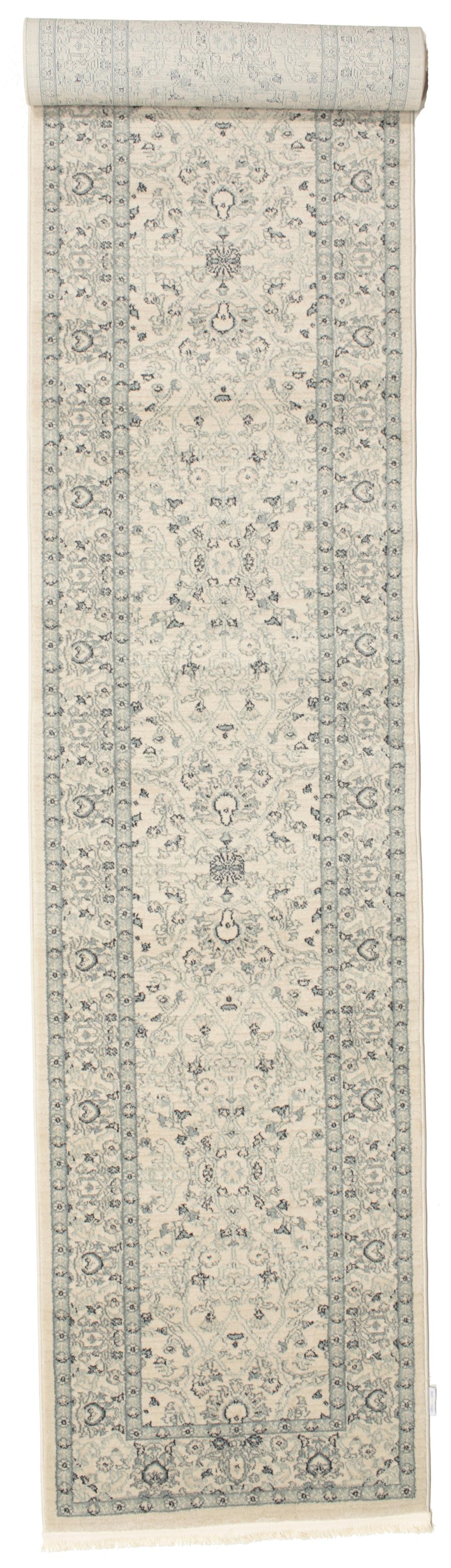 Beige en groene loper met gedetailleerd patroon