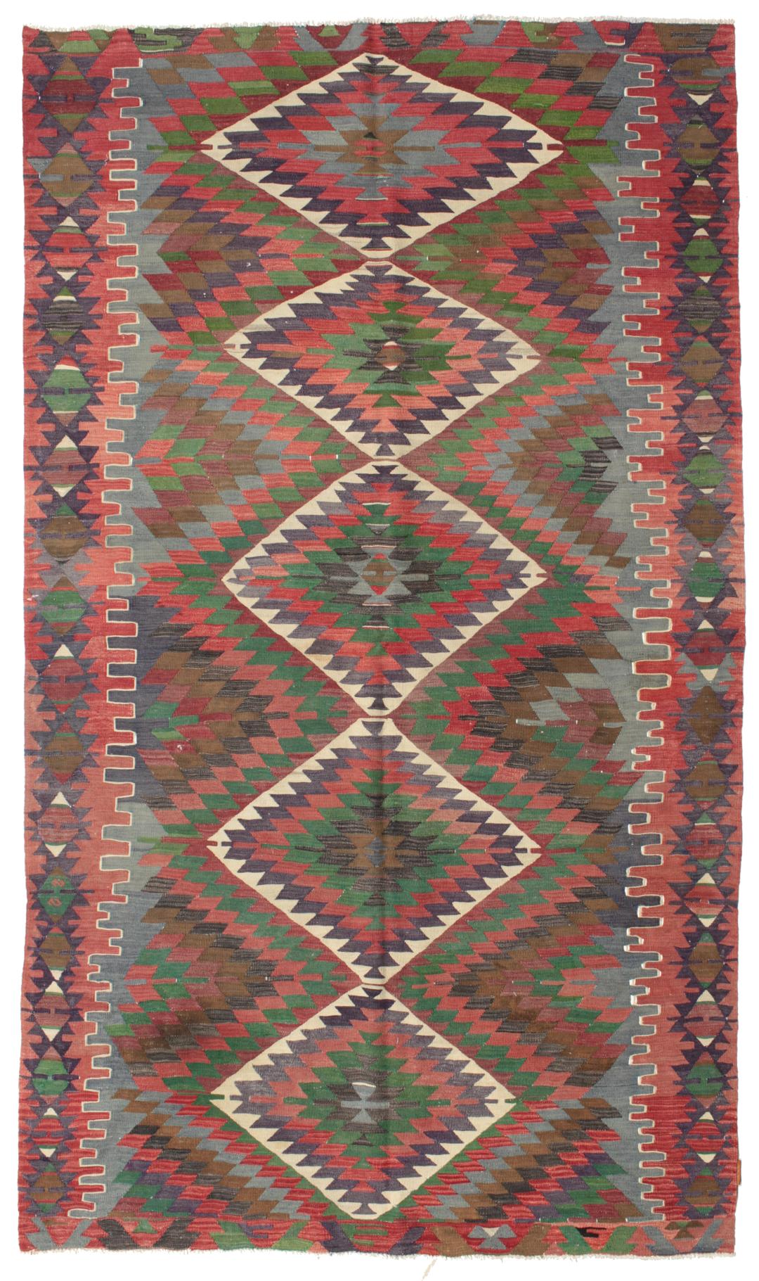 Tapis Kilim turc vintage tissé à la main avec des motifs géométriques multicolores