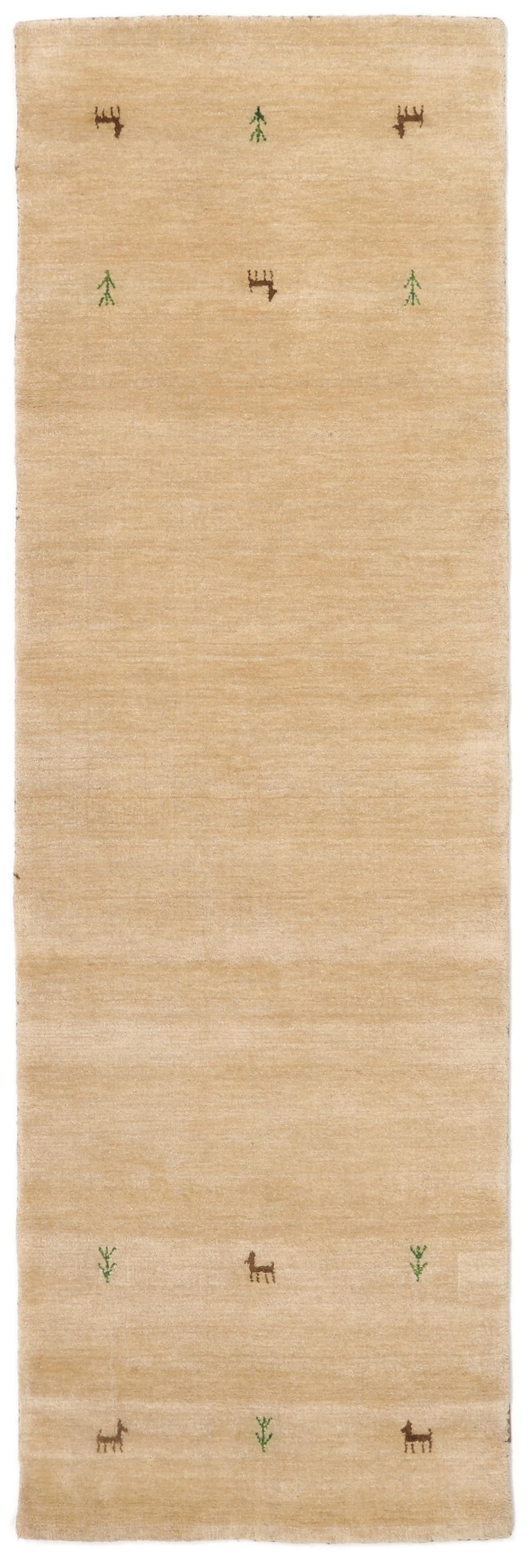 Tapis de couloir beige avec de petits motifs d'animaux et d'arbres