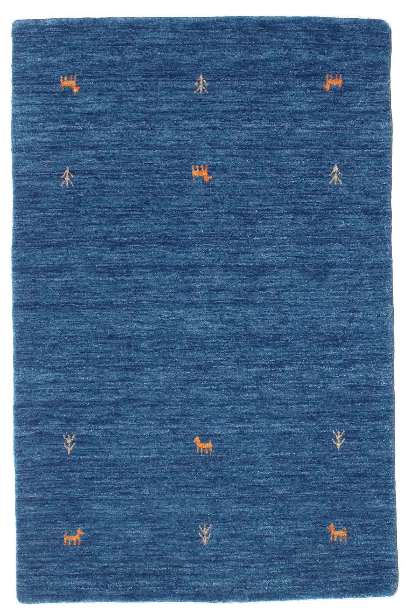 Rugvista premium - Gabbeh loom Two Lines - Blå 100 x 160 cm Ullmatta ...
