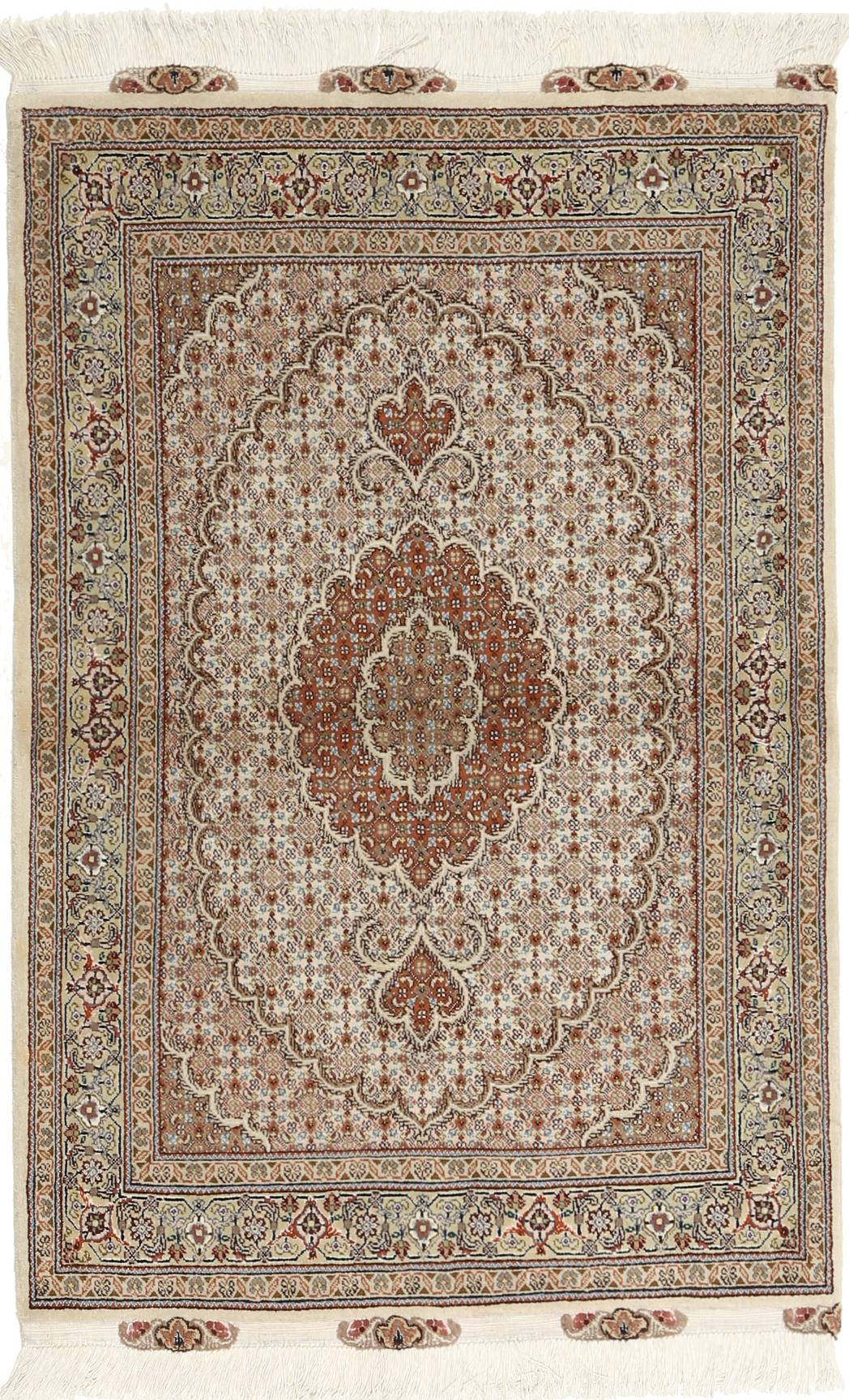Håndknyttet Tabriz 50 Raj-tæppe fra Mellemøsten i beige nuancer