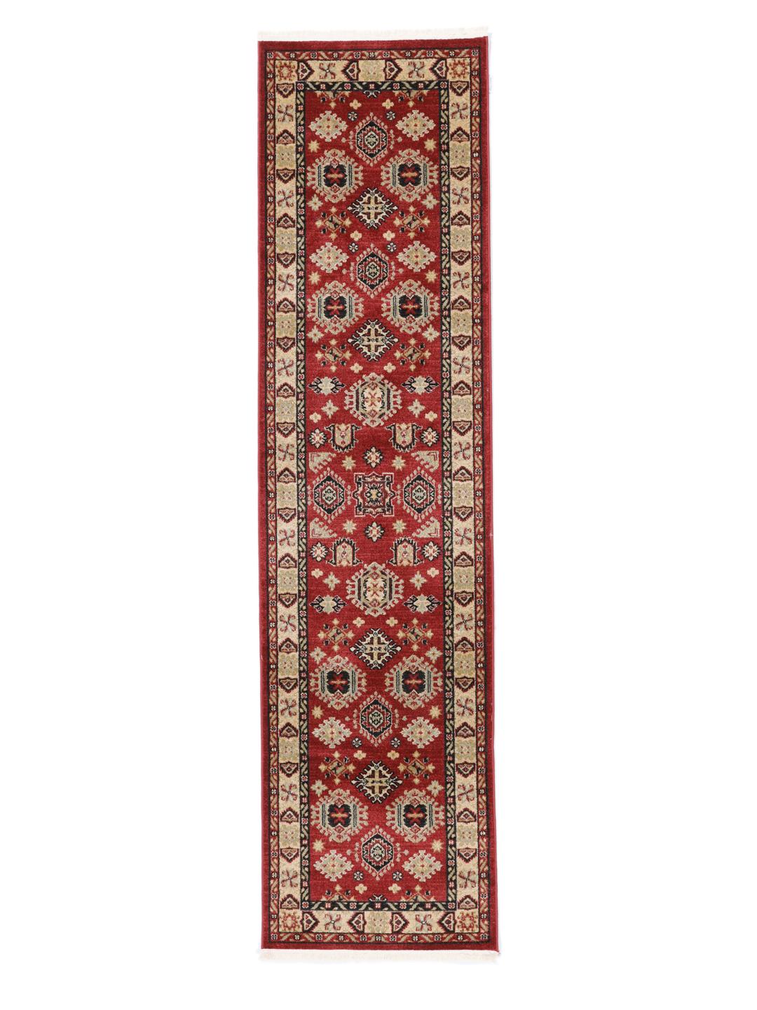 Rød løbertæppe med traditionelle motiver