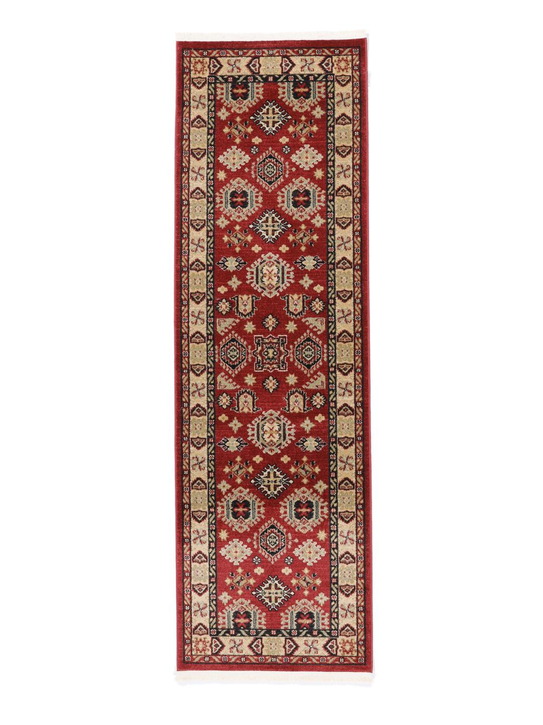 Rød løbertæppe med traditionelle motiver