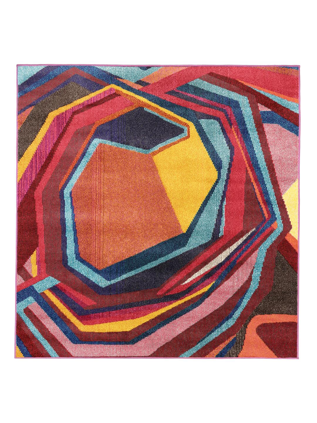 Multicolor vloerkleed met geometrisch patroon
