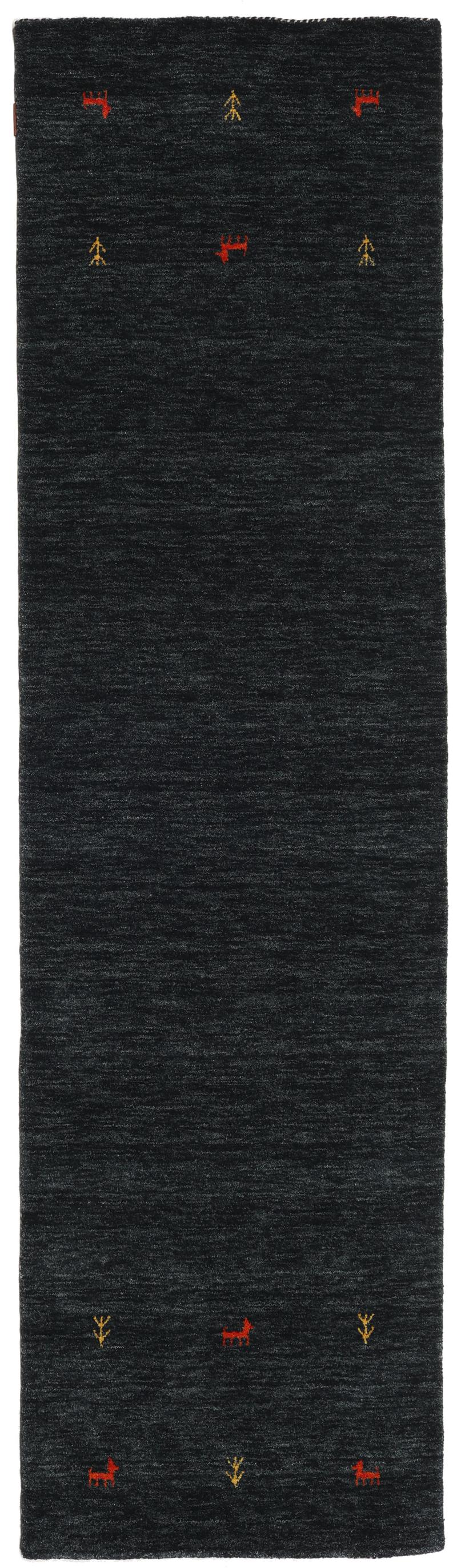 Gabbeh loom Two Lines - Zwart / Grijs