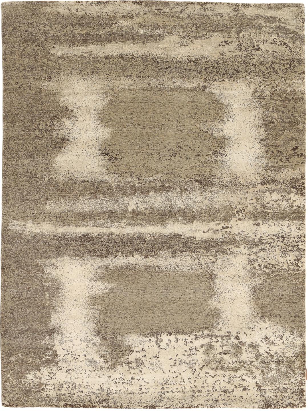 Modern abstract tapijt uit India in beige en bruine tinten