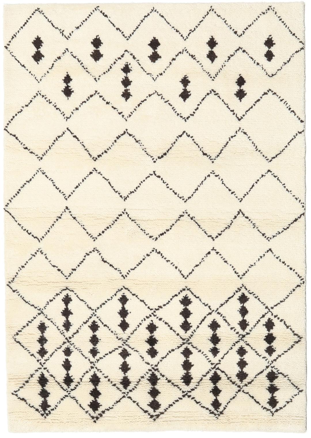 Berber Indo - Blanc écru / Marron - 140 x 200 cm