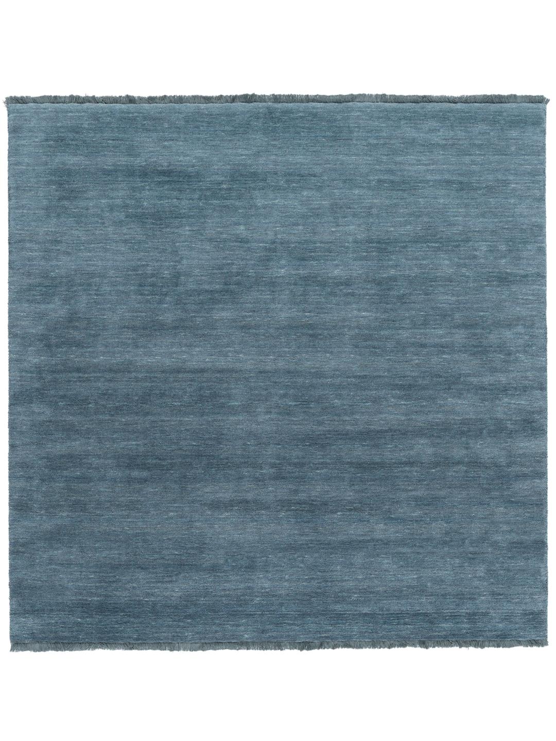 Tapis tissé à la main bleu canard foncé avec de courtes franges