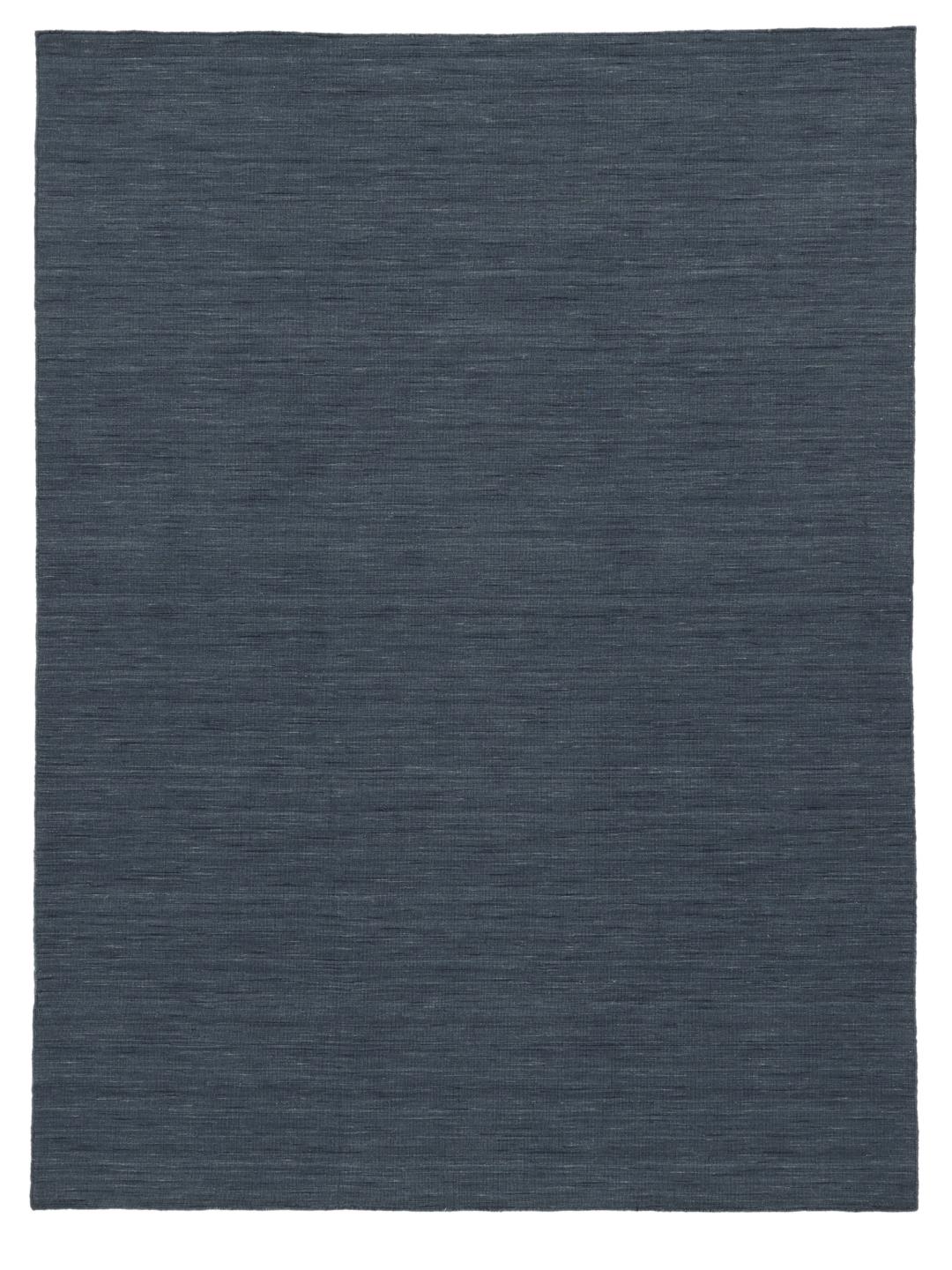 Donkerblauw handgeweven plat wollen kleed