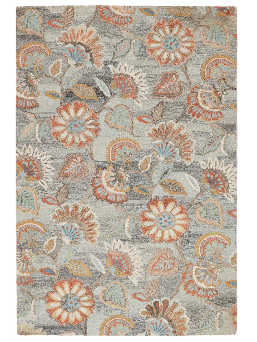 
    Rusty Flowers - Grey / Rust Red - 200 x 300 cm
  