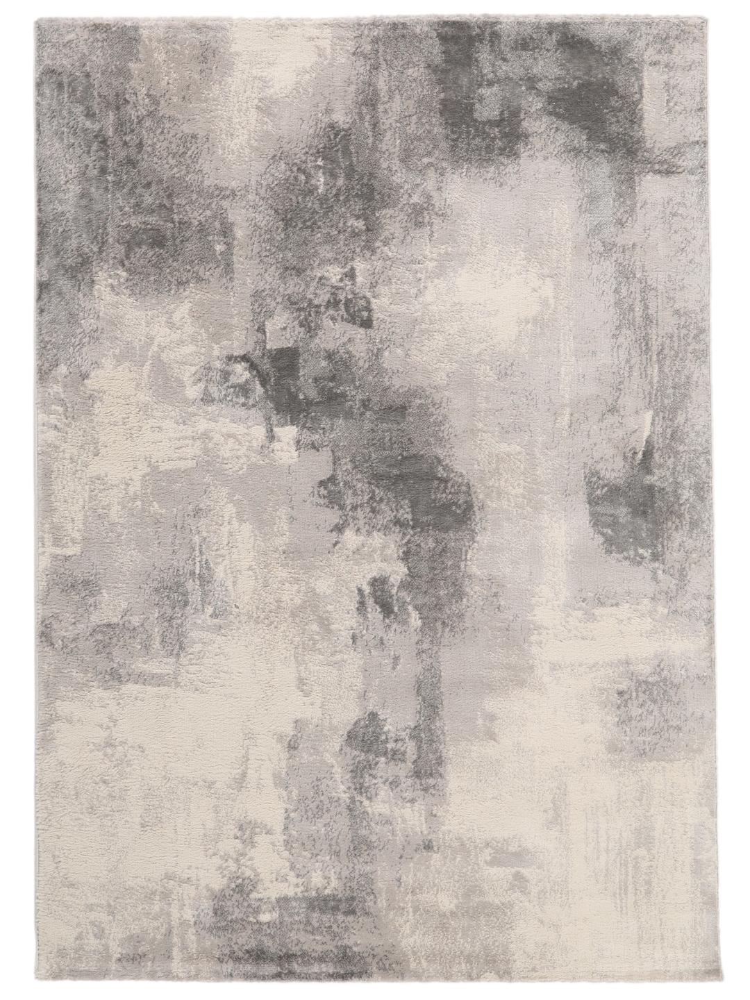 Grijs vloerkleed met een abstract design