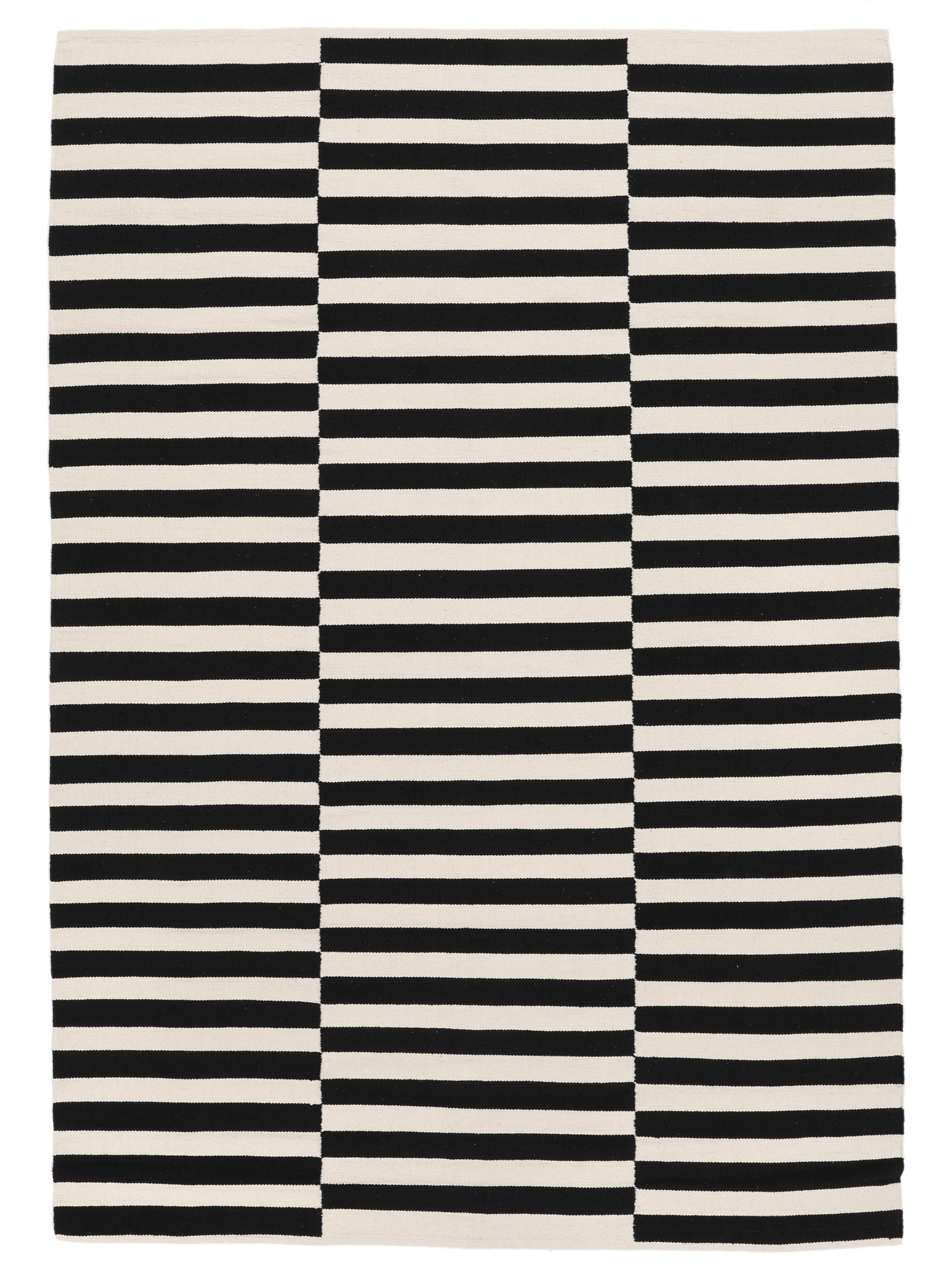 Tapis noir à motifs chevrons blancs 200 x 290 cm AIDA