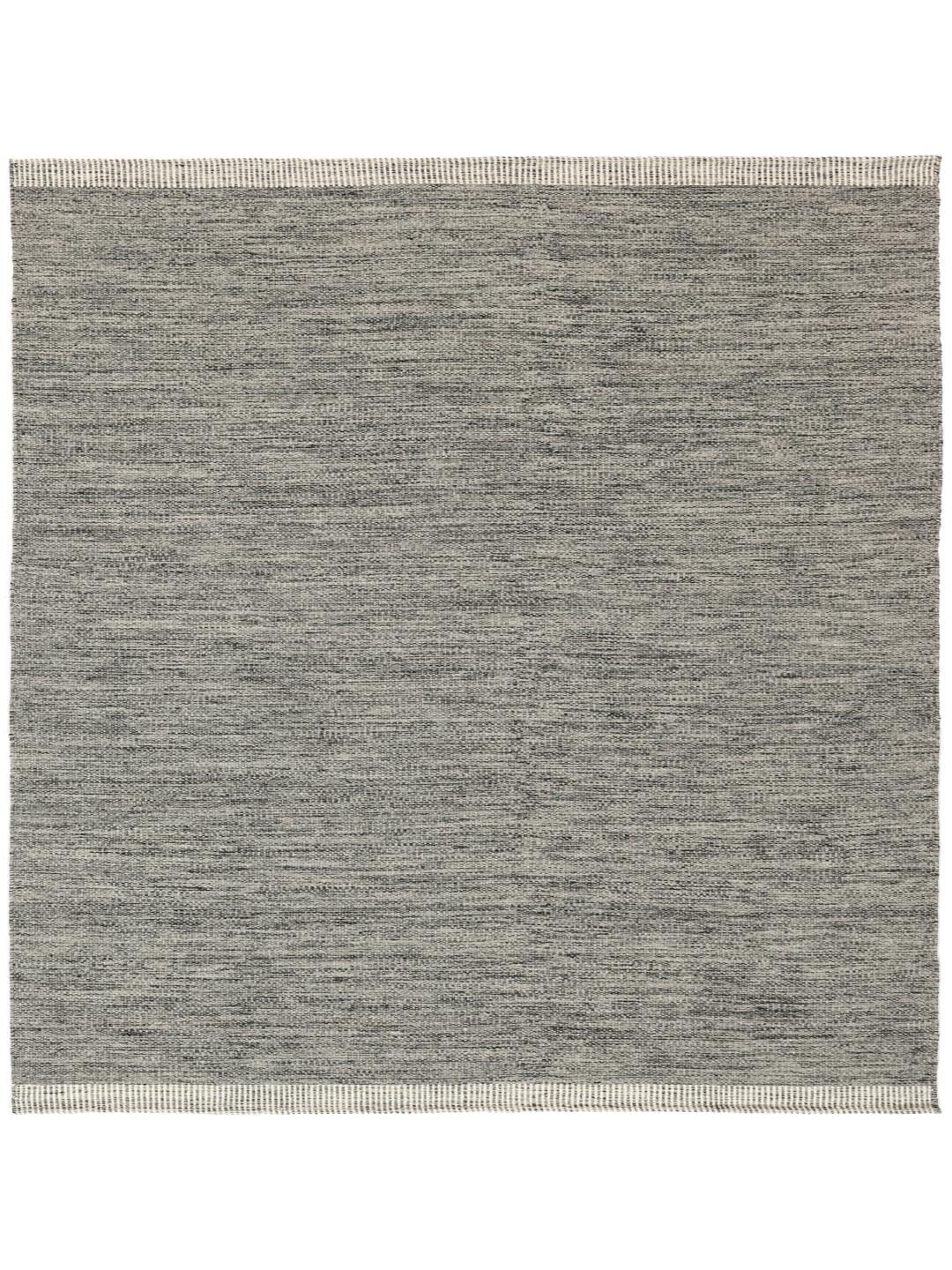 Tapis carré en laine gris foncé tissé à la main avec une texture tissée à plat
