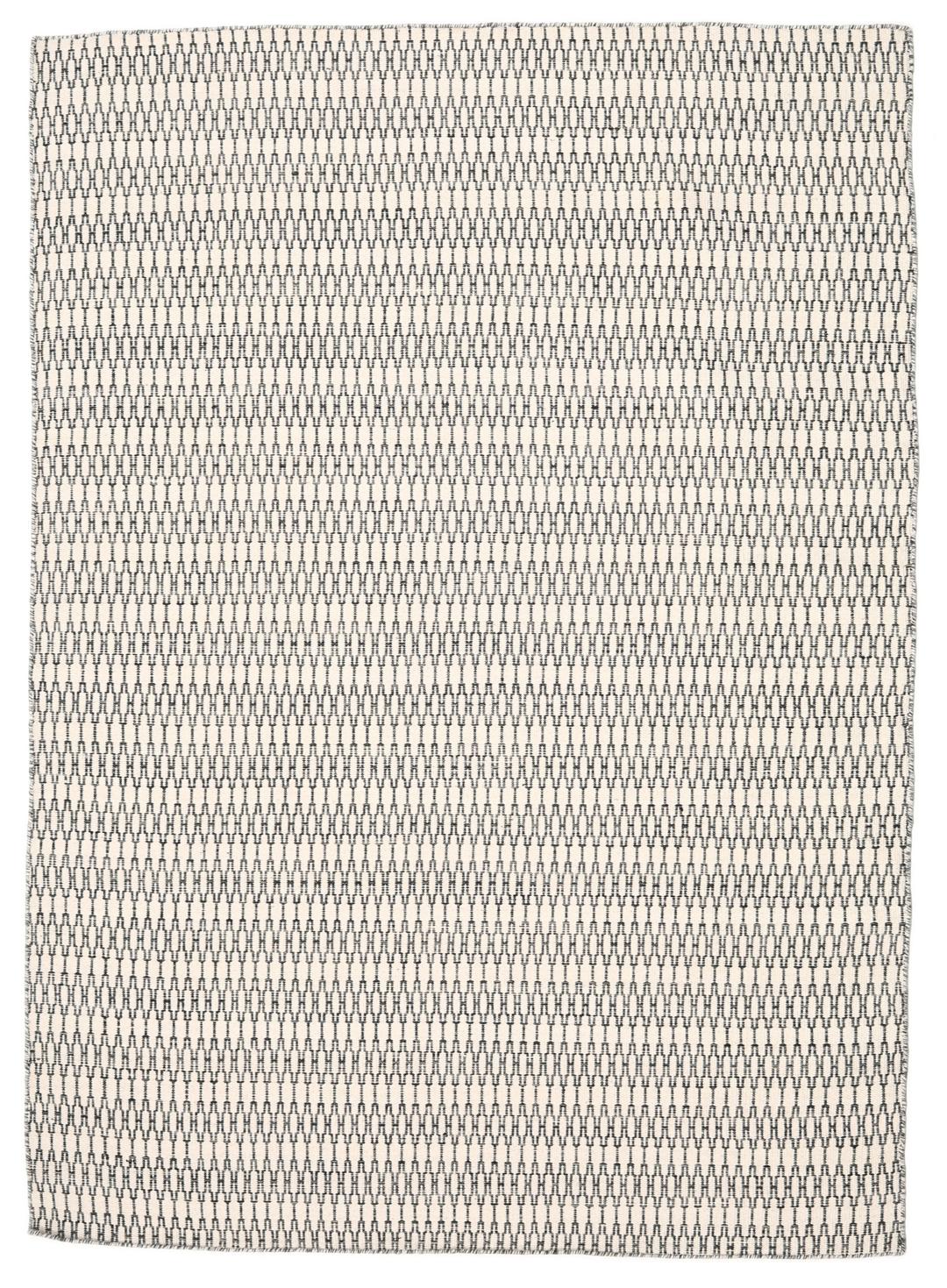 Kelim Long Stitch - Branco creme / Preto - 210 x 290 cm