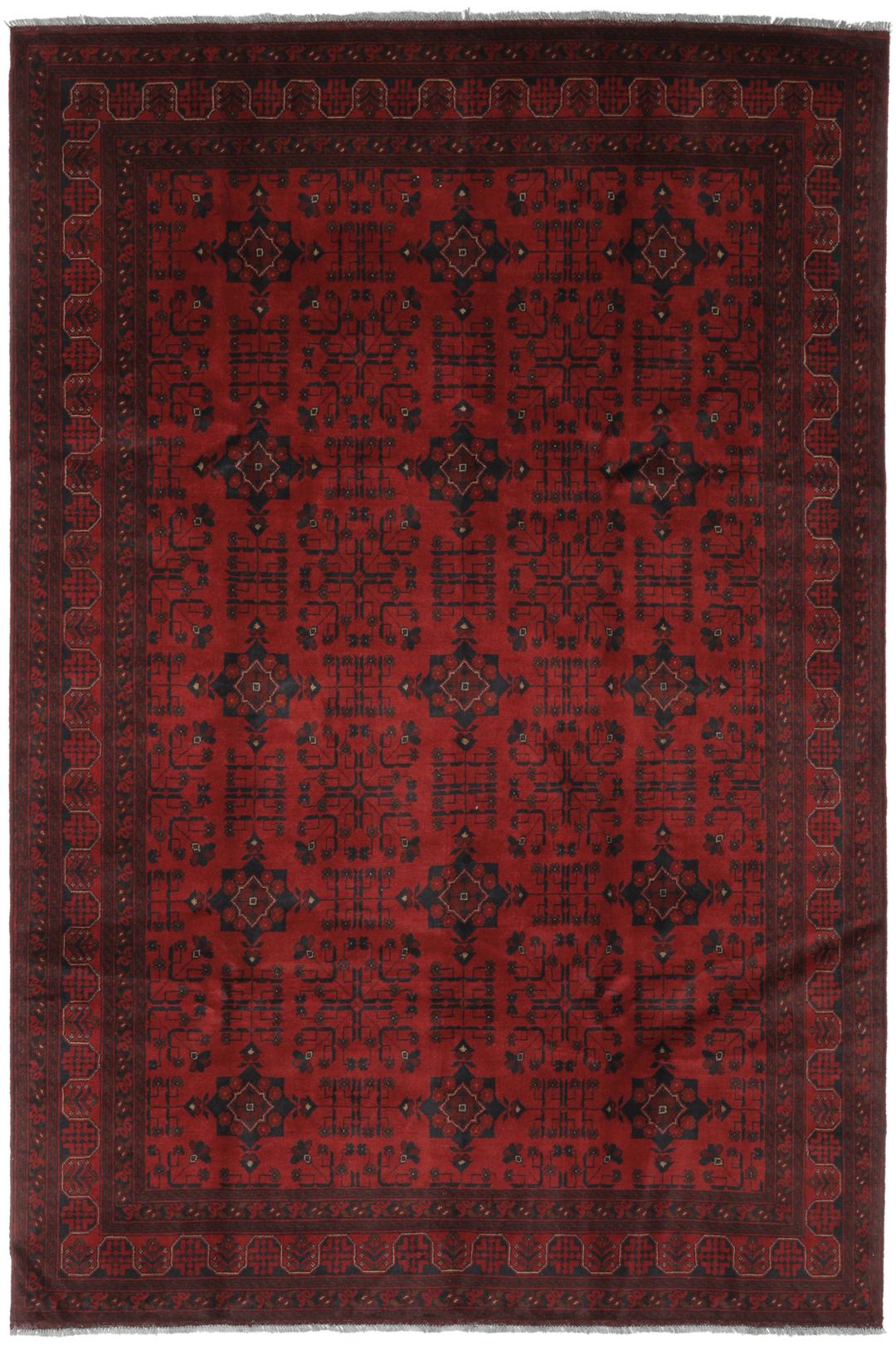 Afghan Khal Mohammadi - Zwart / Donkerrood - 199 x 292 cm