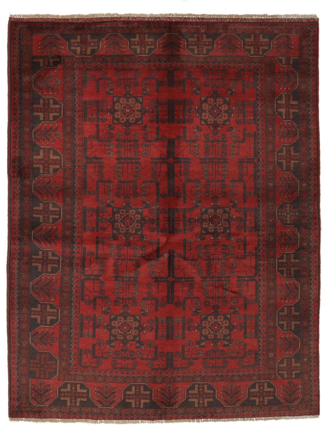 Afghan Khal Mohammadi - Black / Dark red - 151 x 198 cm