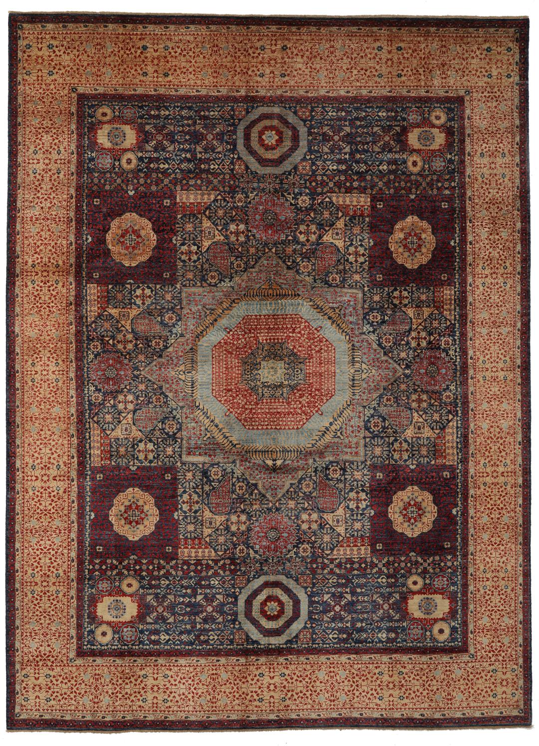 Handgeknoopt Mamluk tapijt uit Afghanistan in multicolour tinten