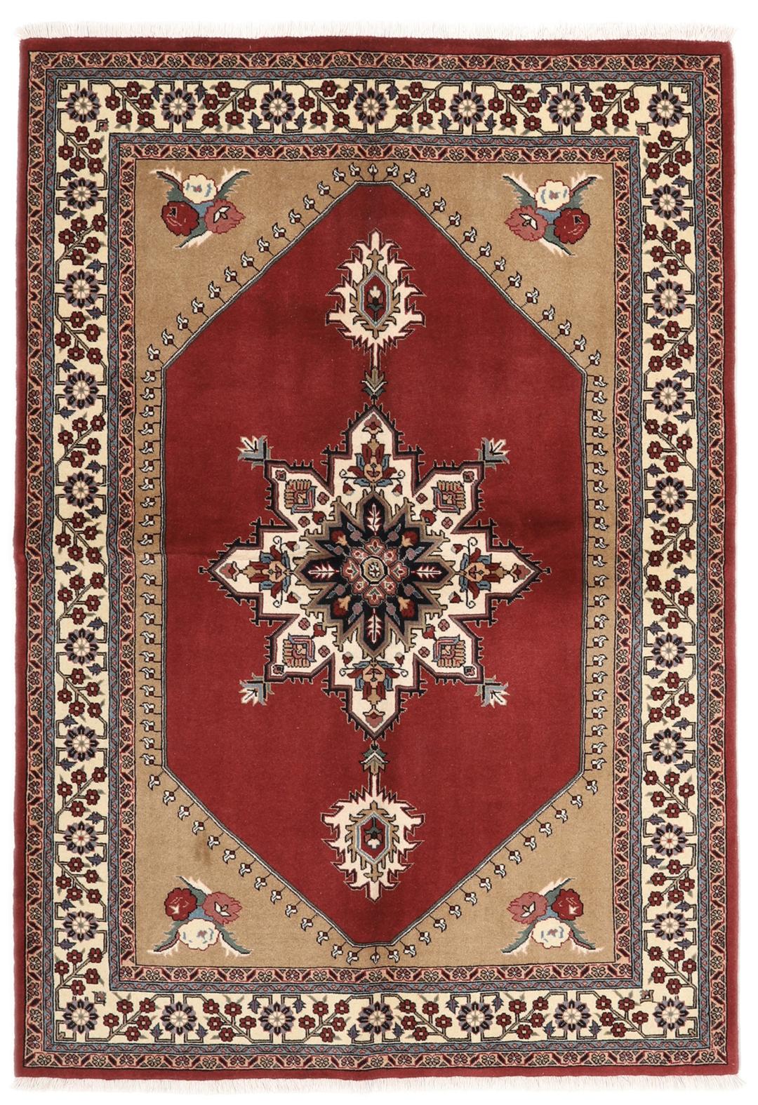 Ardebil Fine handgeknoopt tapijt uit het Midden-Oosten in tinten rood en beige