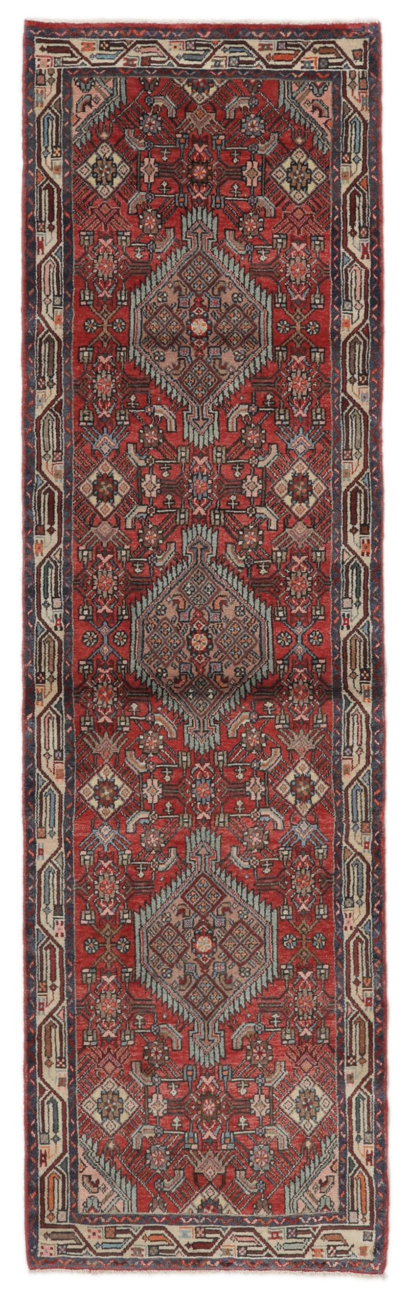 Hamadan - Mørkerød / Sort - 83 x 284 cm