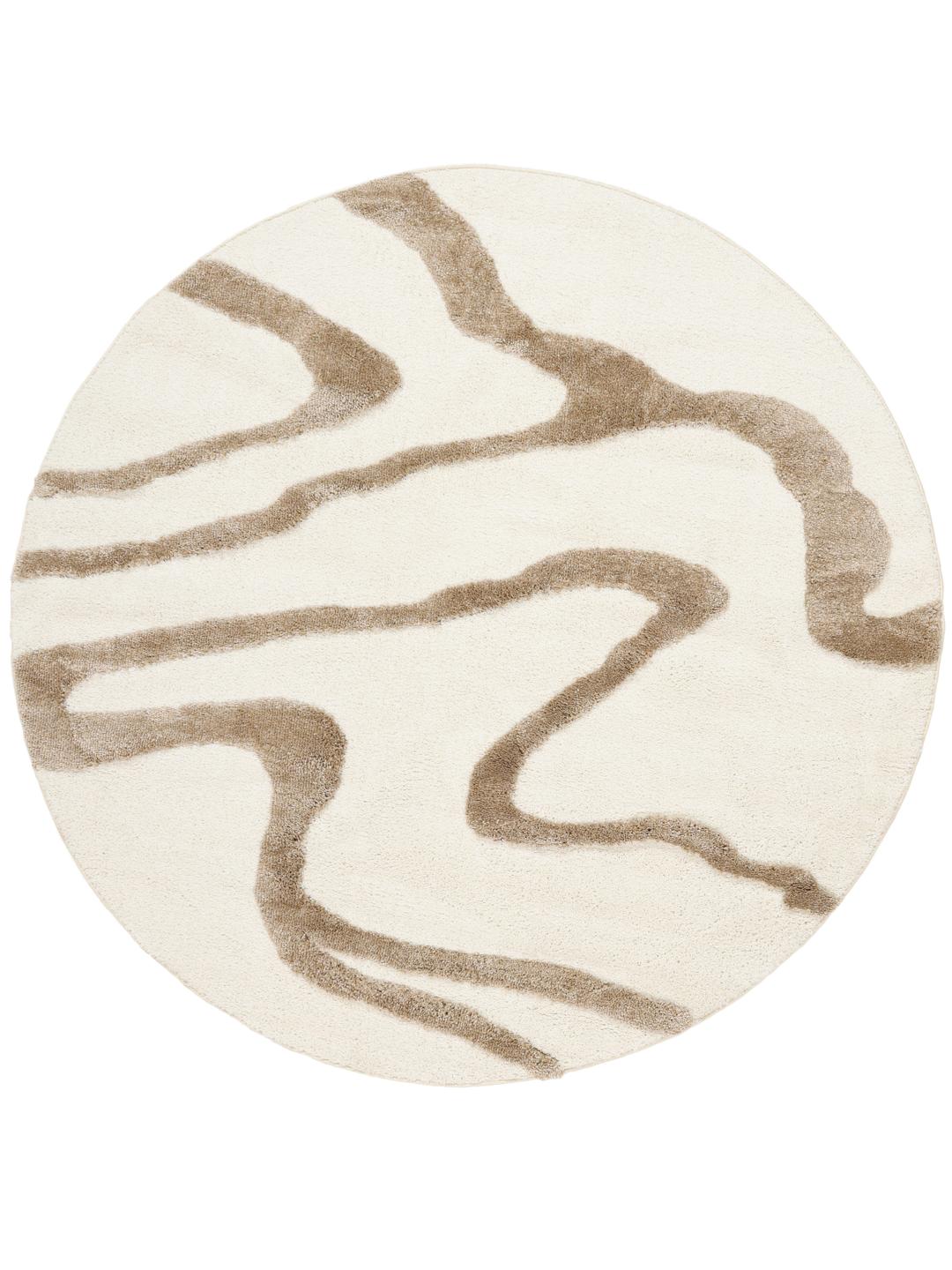 Tapis rond écru à poils hauts et bas
