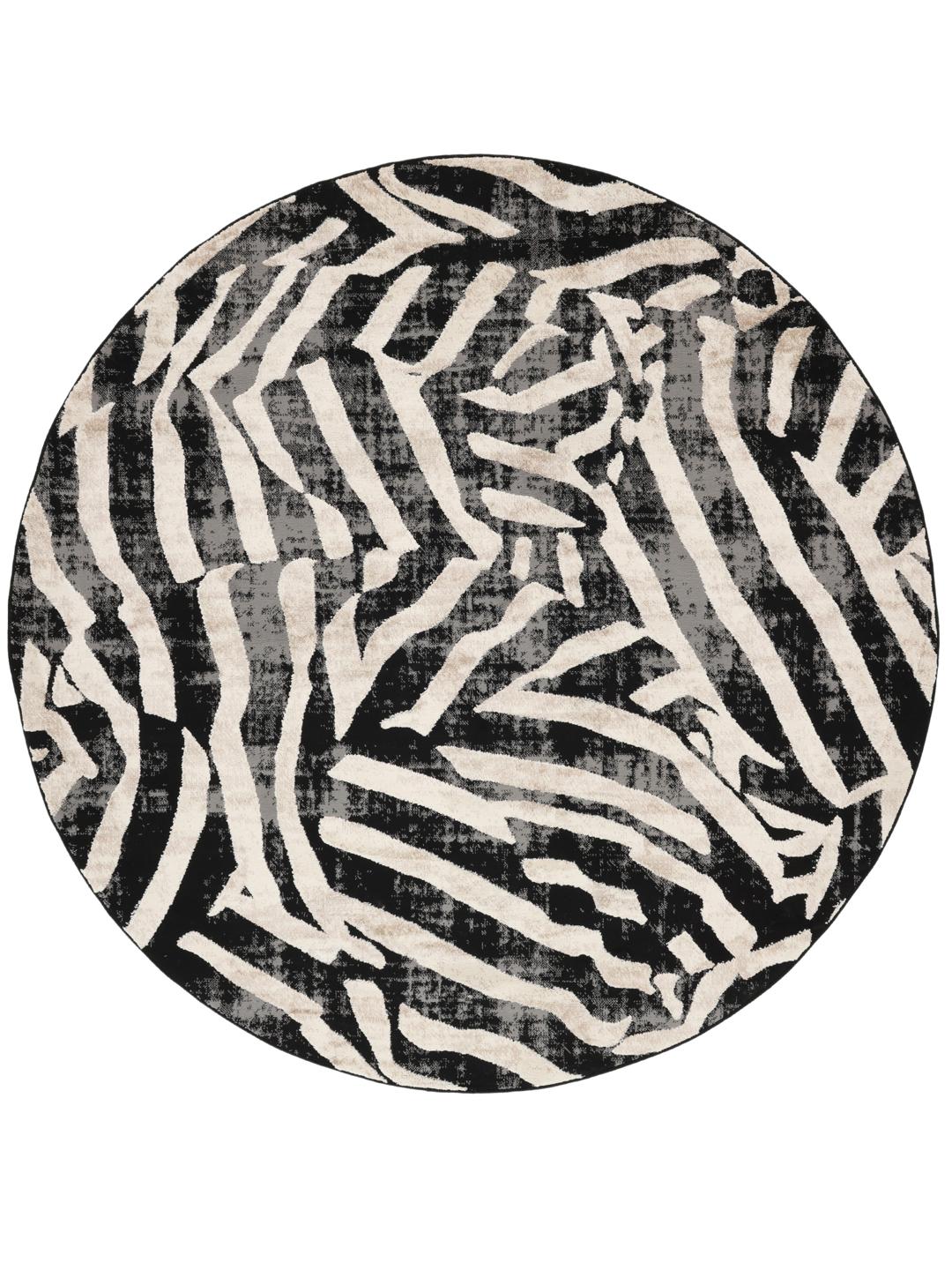 Rond tapijt in zwart en beige