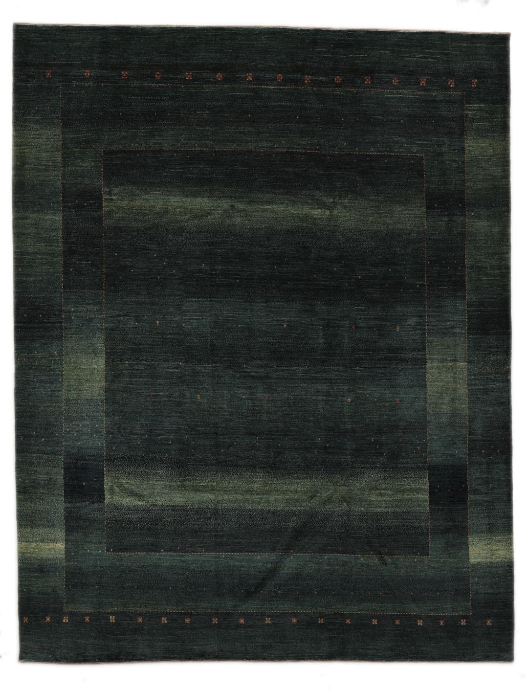 Hand-knotted Loribaft Fine rug from the Middle East in dark-green.