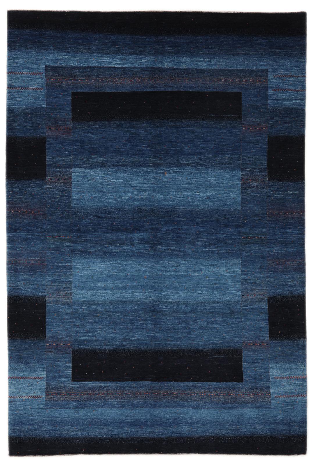 Hand-knotted Loribaft Fine rug from the Middle East in dark-blue and black tones