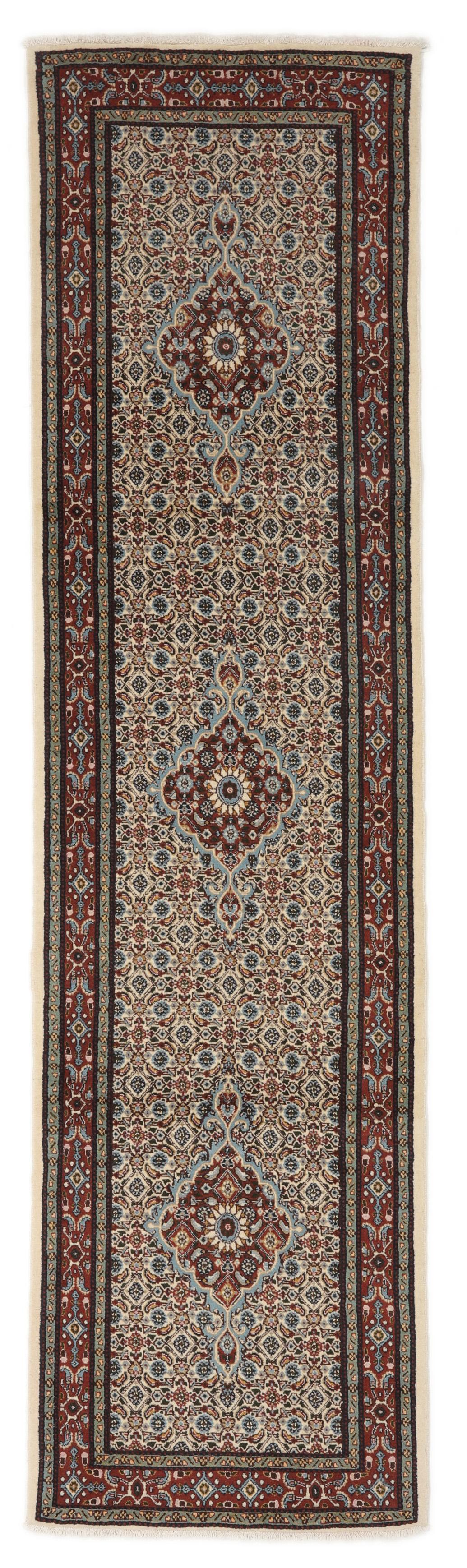 Handgeknoopte Moud loper met ingewikkelde bloemmotieven in multicolor