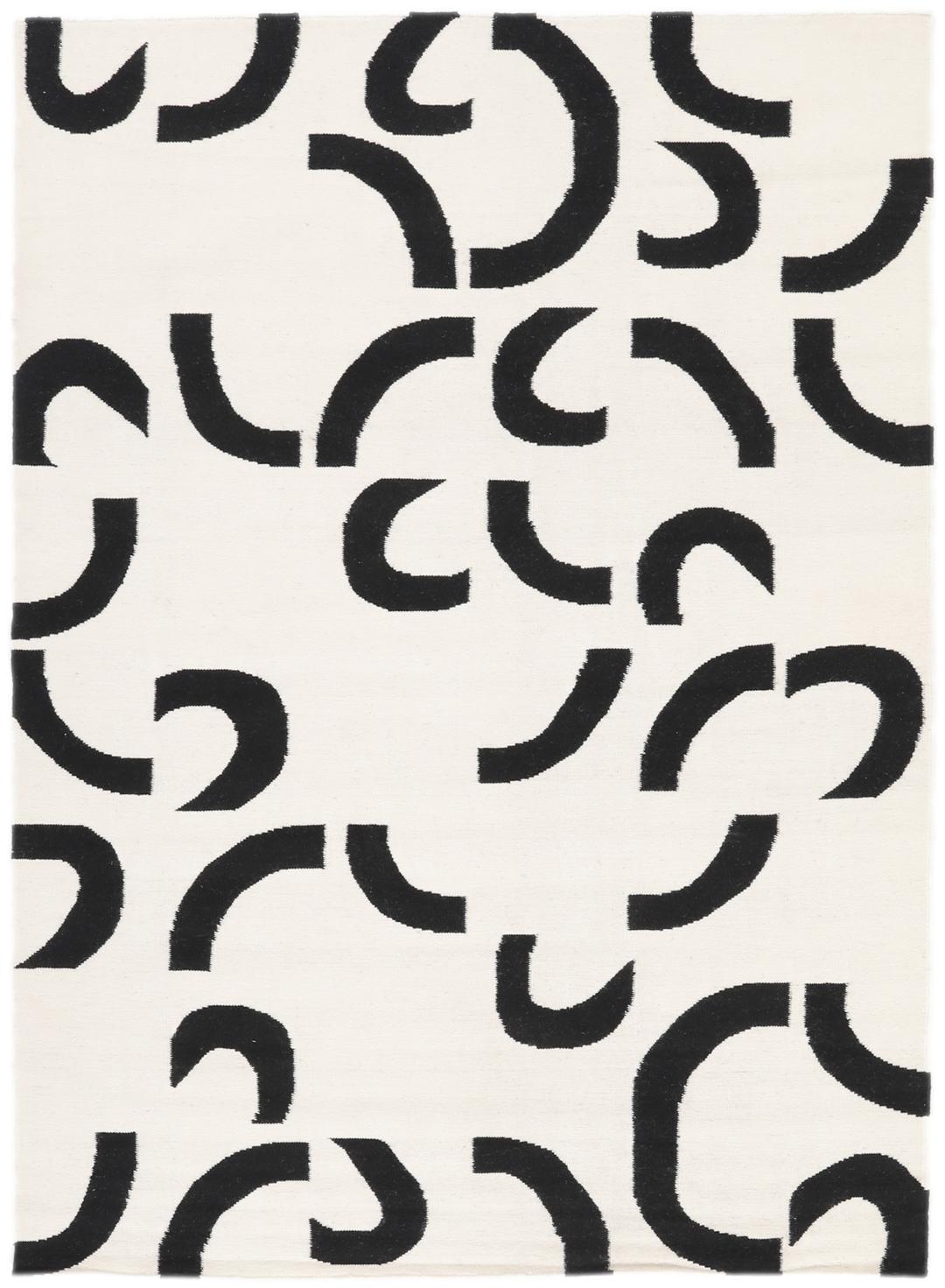 Curved - Blanc écru / Noir - 140 x 200 cm