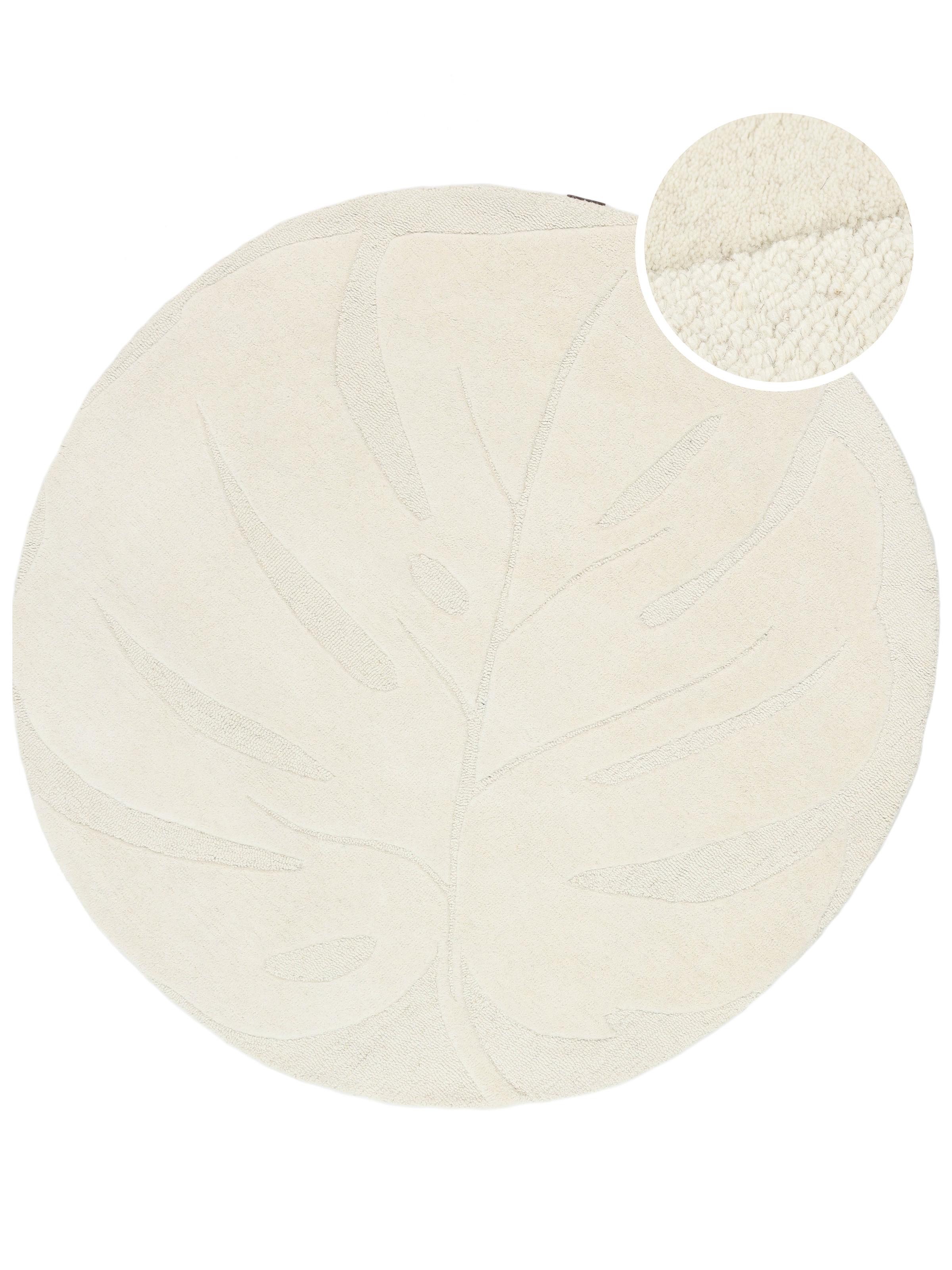 Off White Rug Roumd Rugvista premium - Monstera - Off White, Round Ø 250 cm Wool Rug - Rugvista