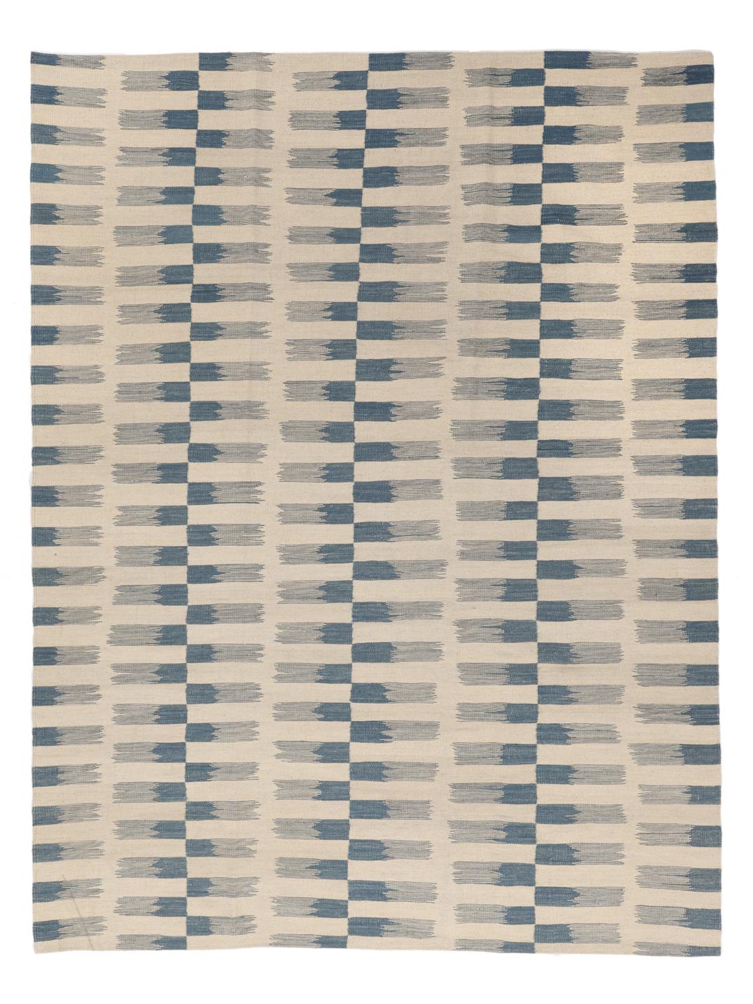 Hand-woven Kilim Modern rug from Afghanistan in beige and blue