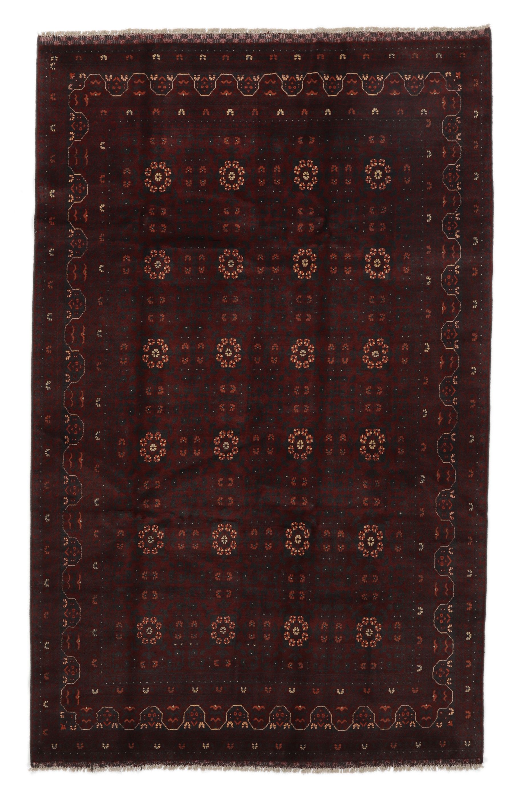 エルサリ アンティーク Khal Mohammadi ラグ Afghan Khal Mohammadi Rug 6 x 5 ft, Red Blue Handmade Natural Wool Car