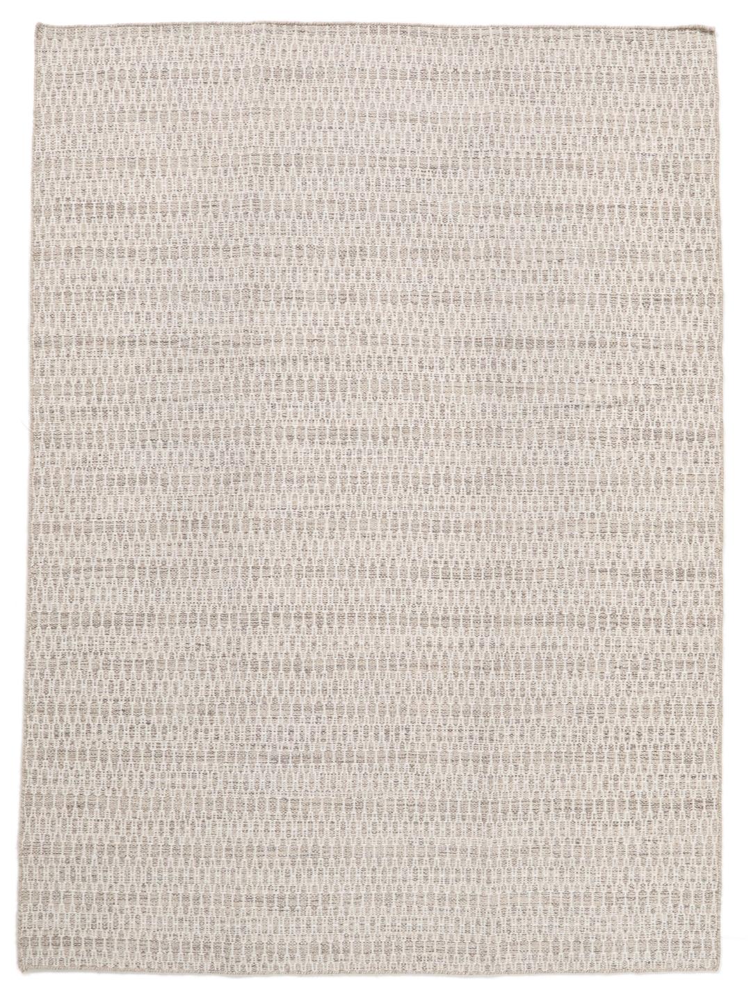 Håndvevd Kilim-teppe fra India i en myk beige tone med intrikate langstingsdetaljer.