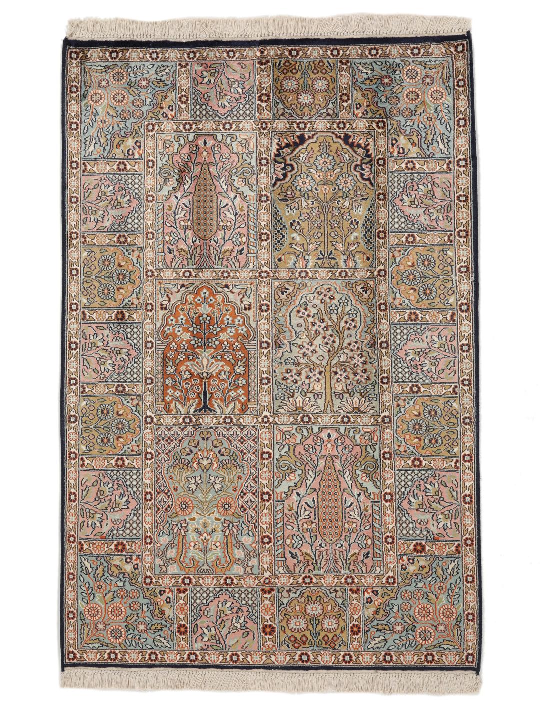 Cachemira pura de seda - Marrón / Gris Oscuro - 79 x 119 cm