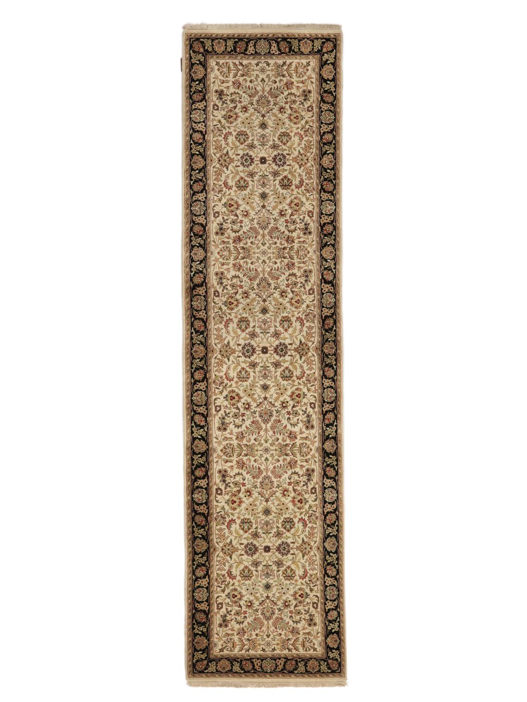 Håndknyttet Sarough American løber fra Indien med beige bund og blomstermotiver