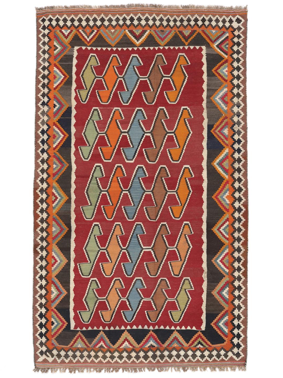 Tapis Kilim vintage tissé à la main du Moyen-Orient en laine multicolore