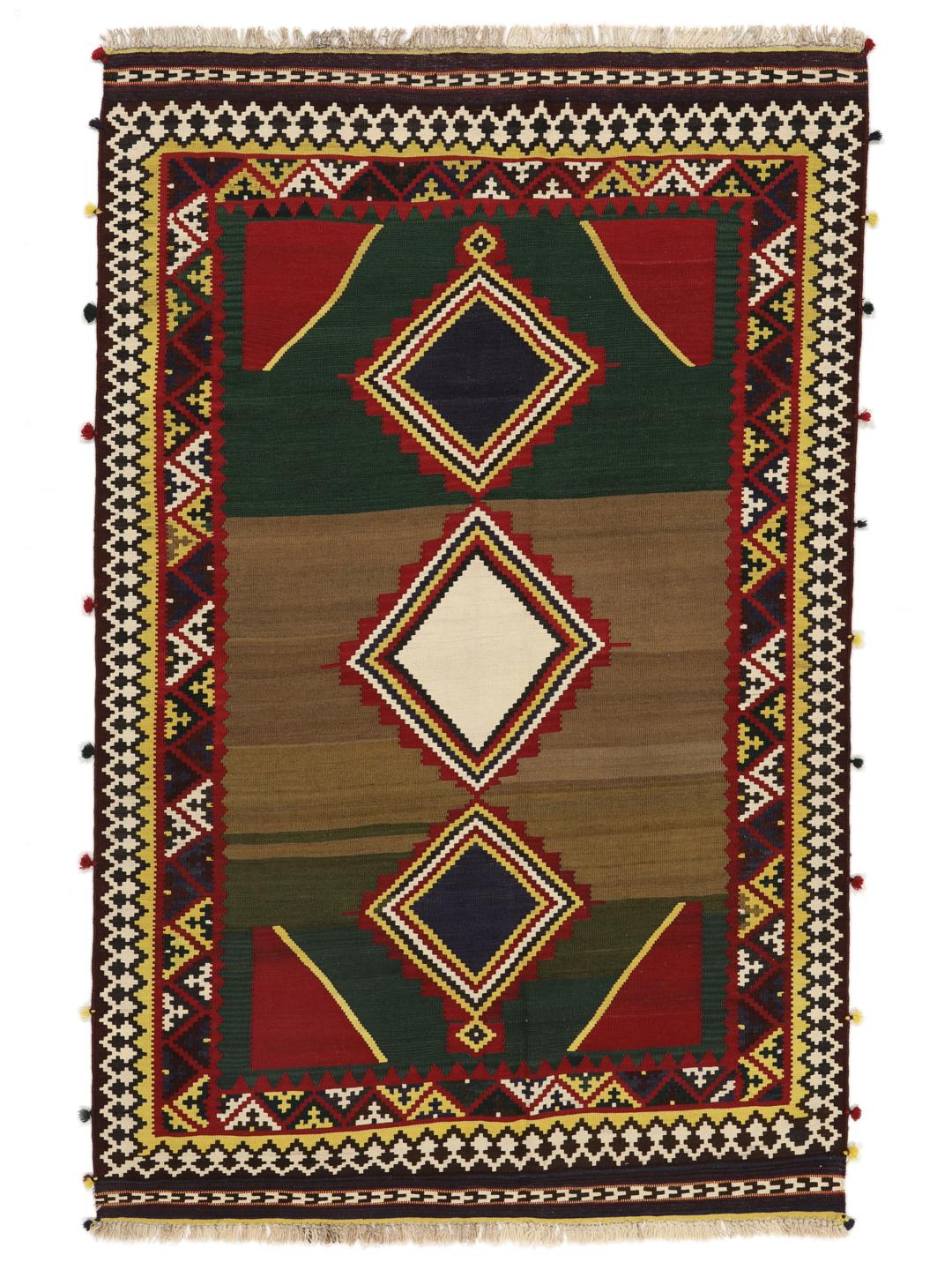 Kilim vintage du Moyen-Orient tissé à la main avec des motifs géométriques en losanges multicolores