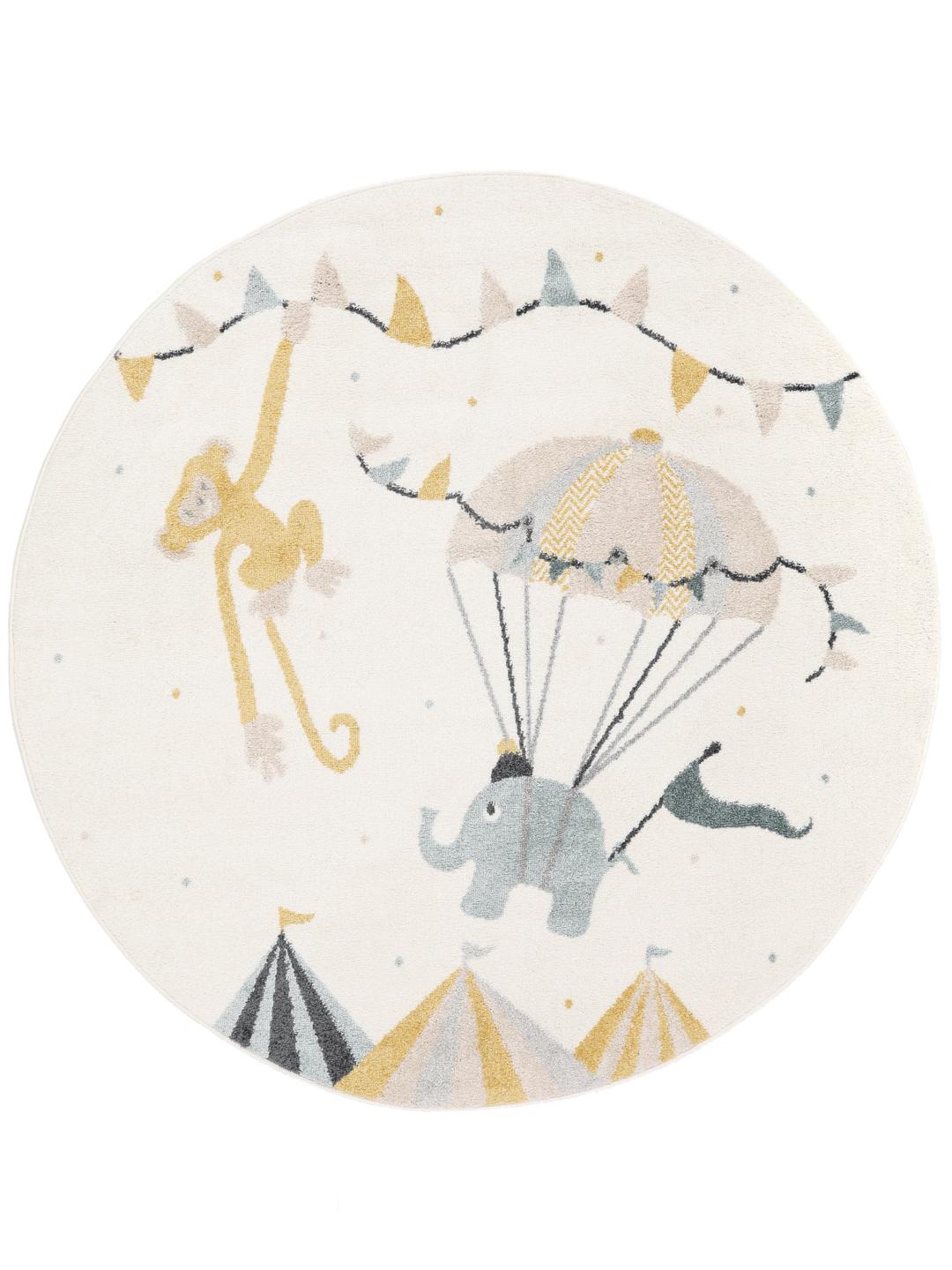 Monkey Circus - Blue / Off white - Ø 150 cm