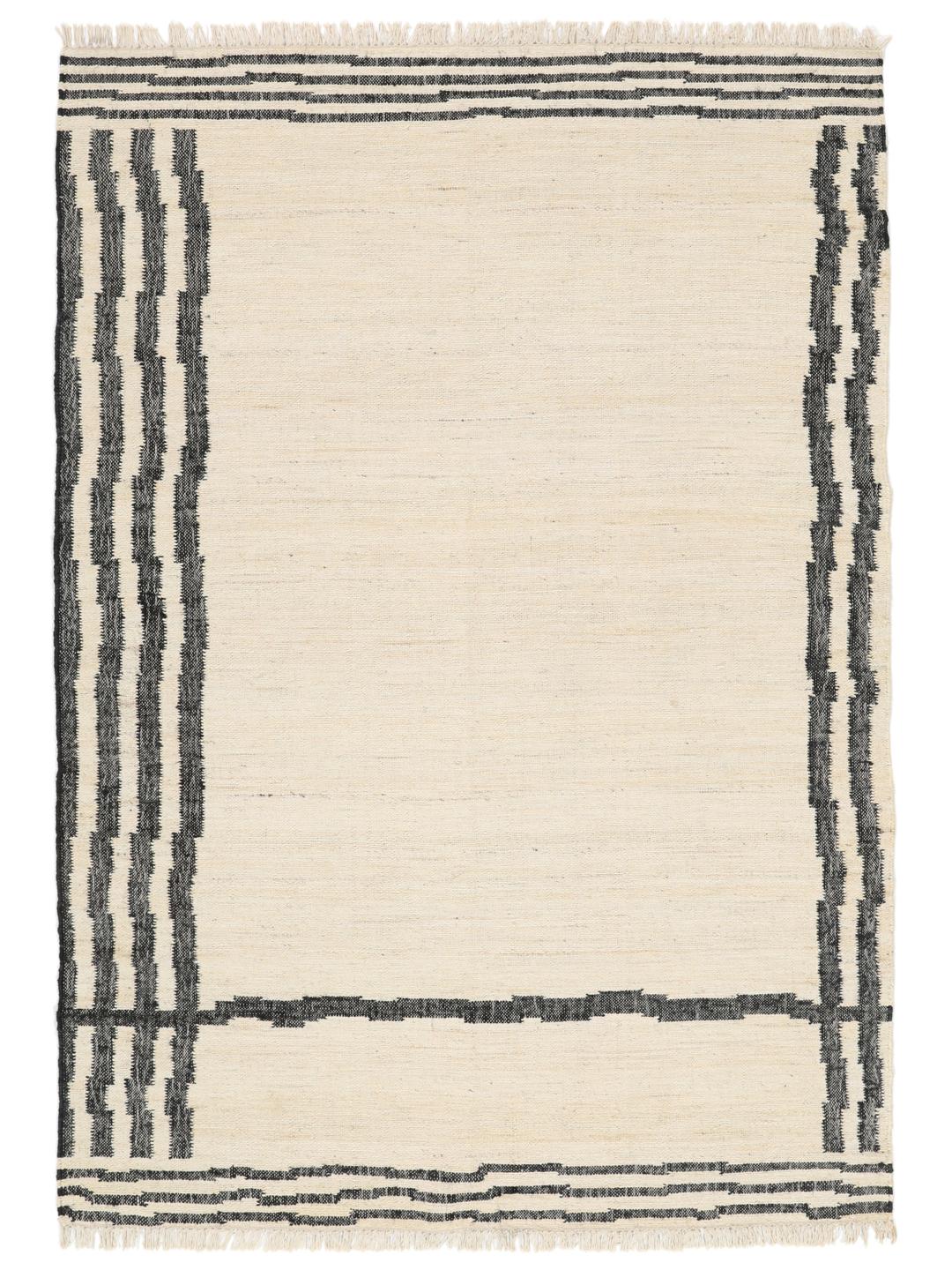 Line up Jute - Krem bijela / Crna - 200 x 300 cm