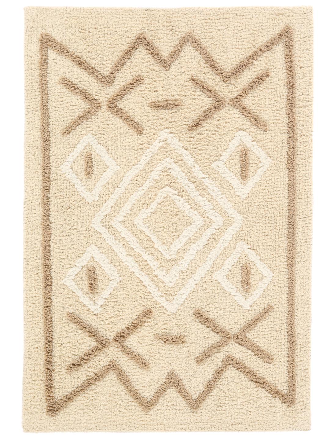 Atlantis bademåtte i beige med geometrisk mønster