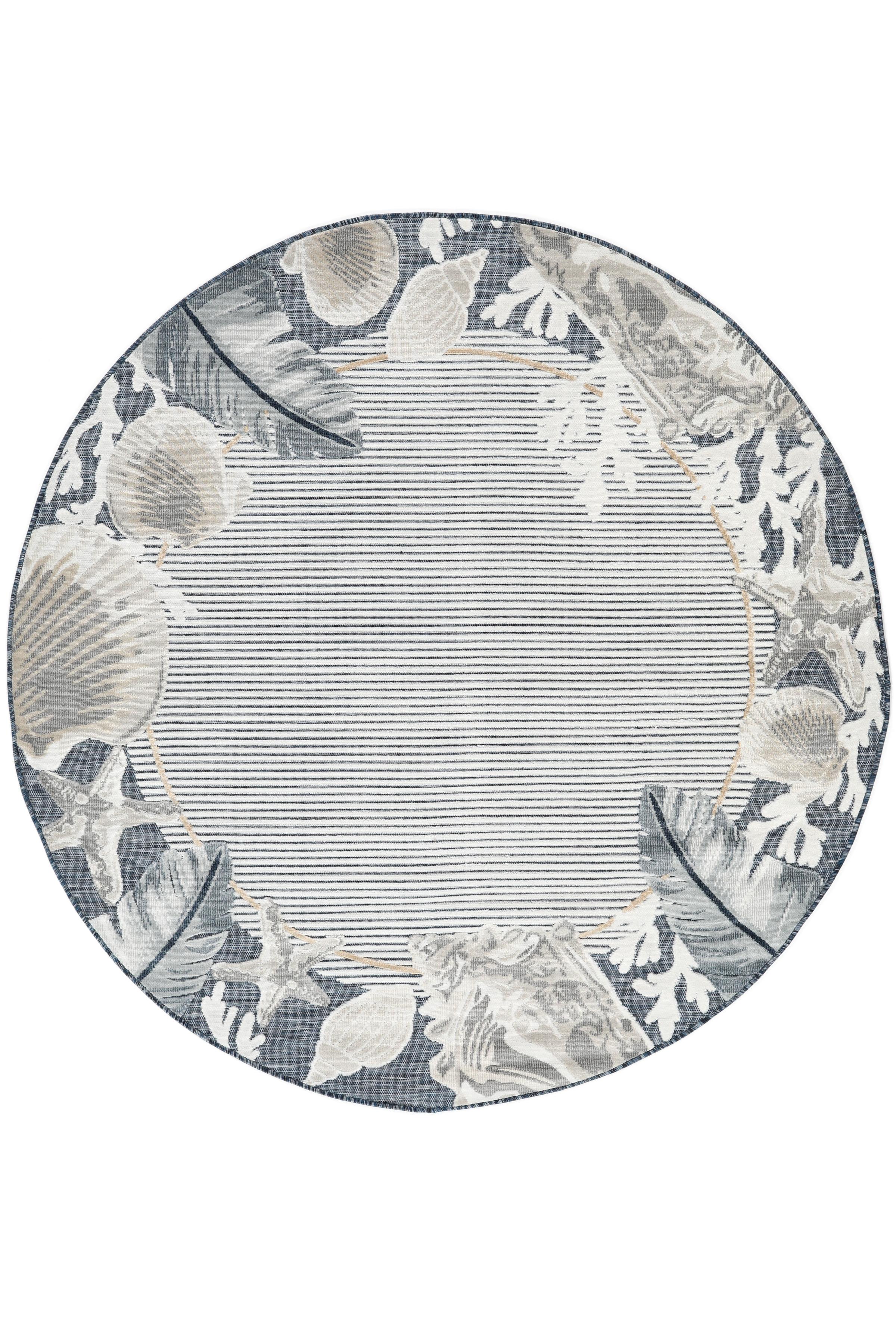 100 200 Rug Rugvista essential - Beachlife - Blue / Beige, Round Ø 200 cm Rug ...