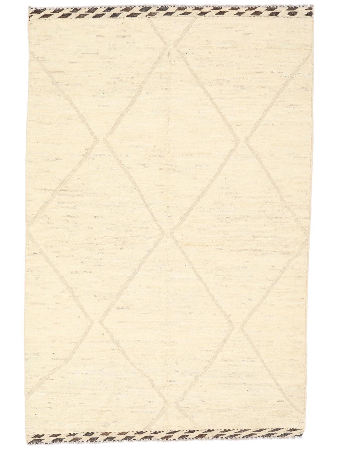 Handmade Berber style rug from Afghanistan in beige with a diamond pattern