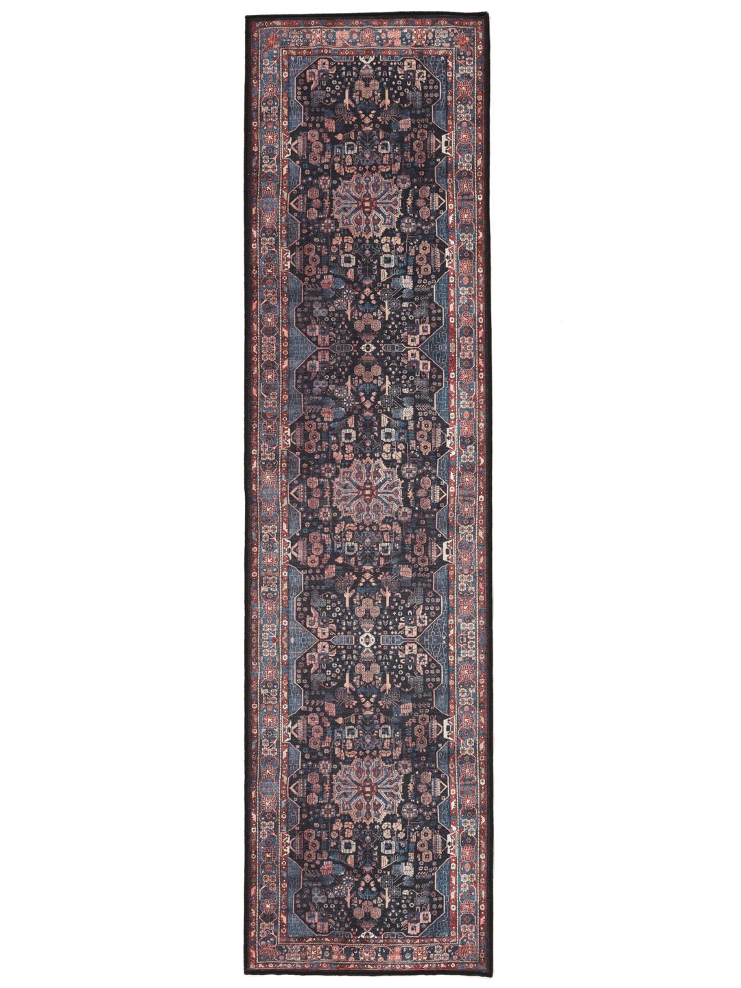 Tapis de couloir en bleu et noir