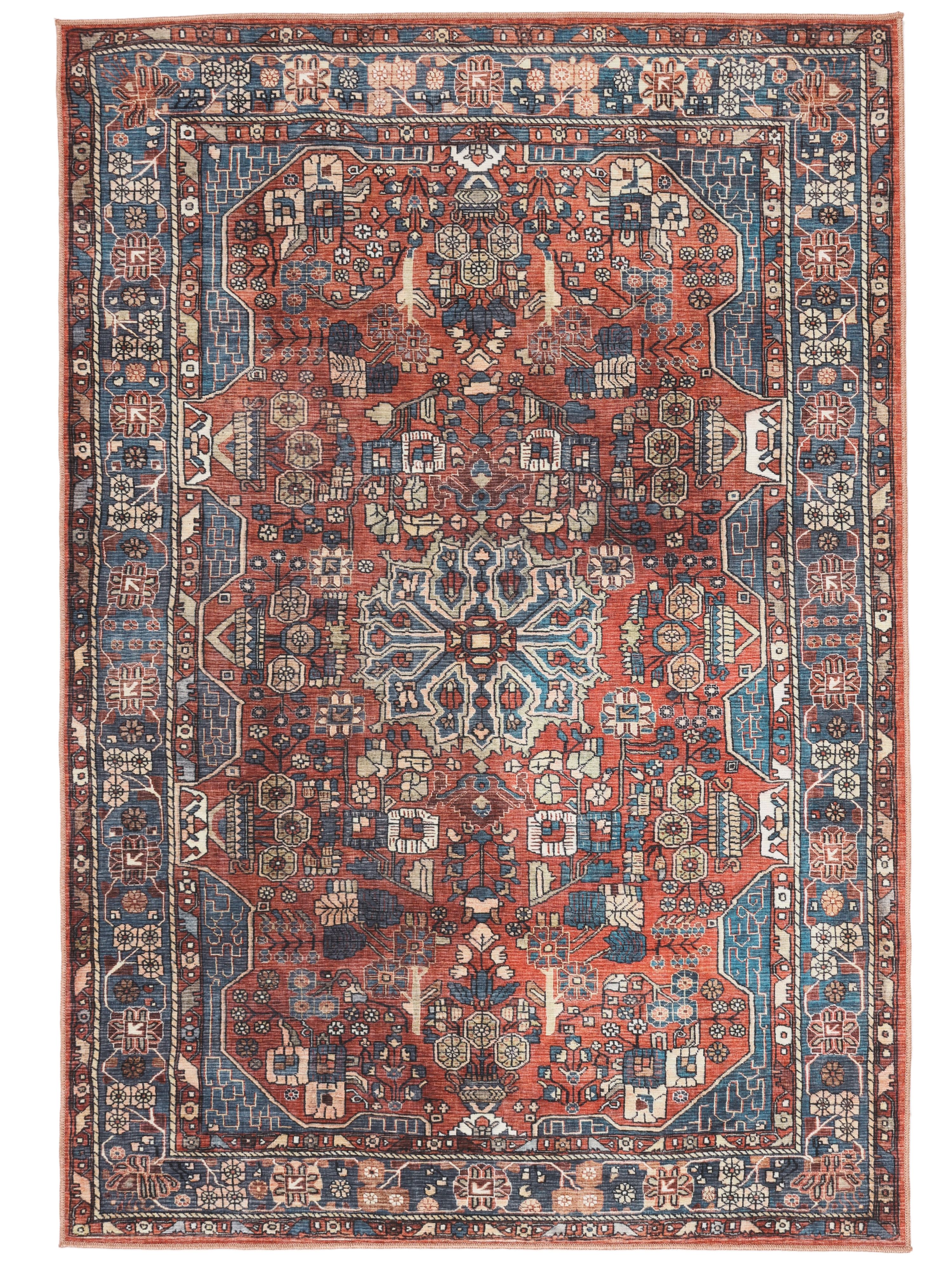 Rugvista essential - Galaxy Oriental - Rust Red / Blue 120 x 180