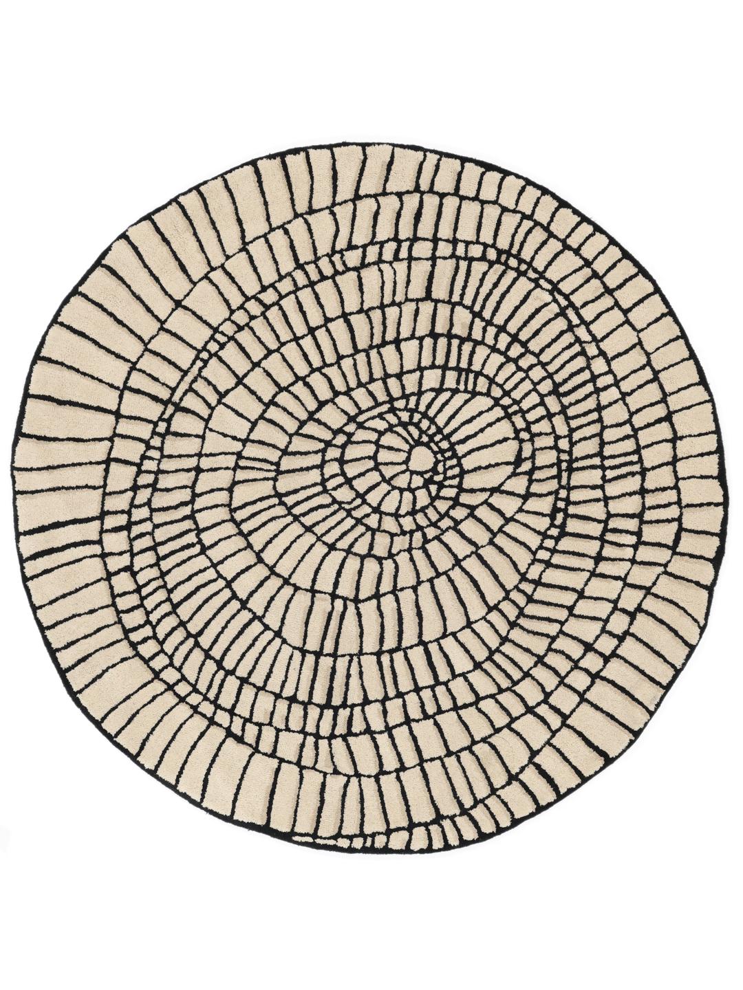 Rond beige en zwart tapijt