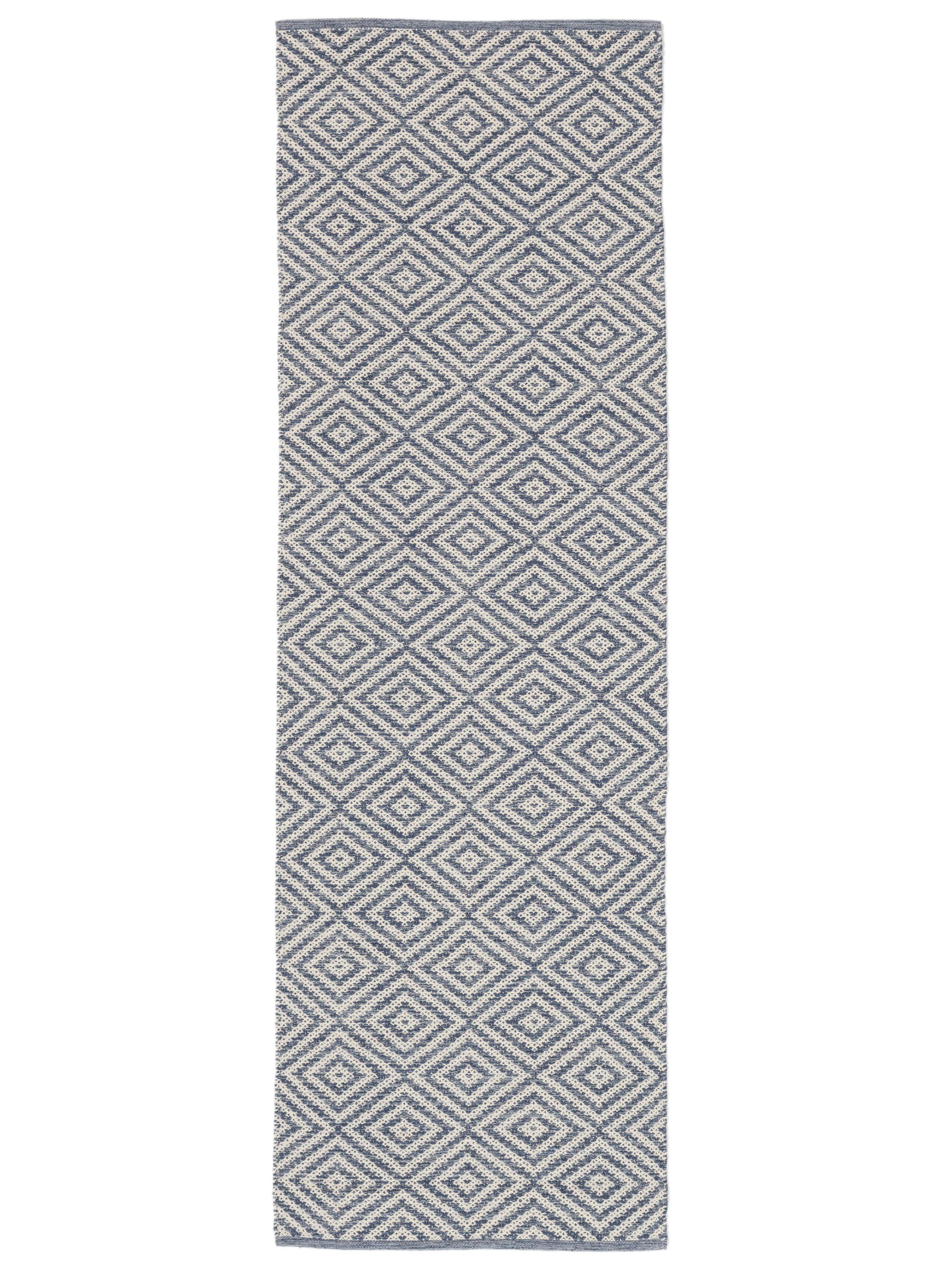 80 Diameter Rug Rugvista essential - Solveig - Blue / White, Runner 80 x 250 cm Cotton ...