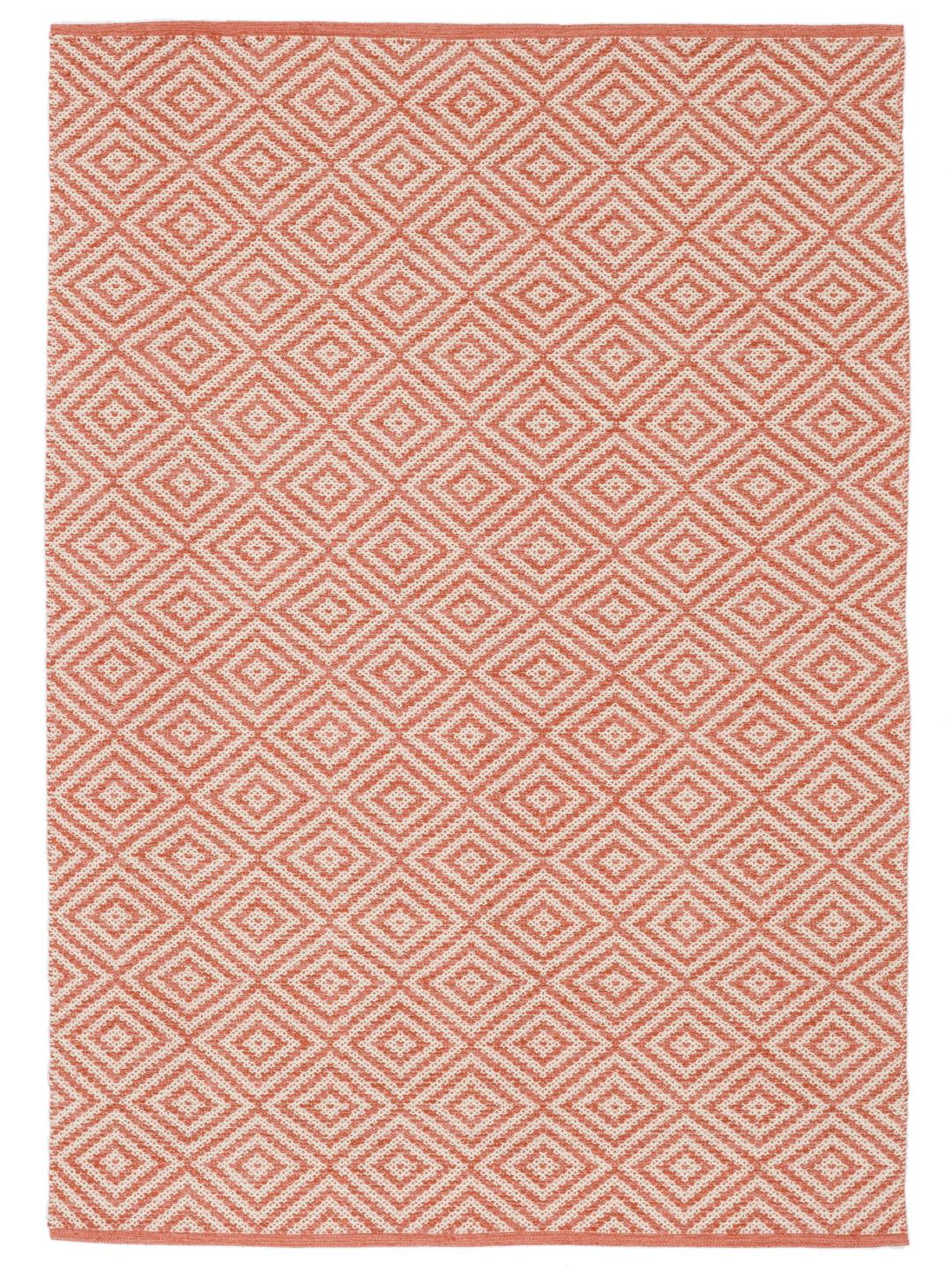 Rectangular cotton rug in coral red