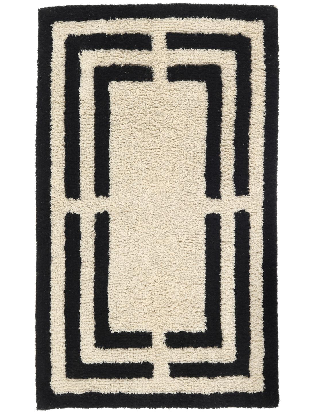 Tapis de bain en noir et blanc naturel