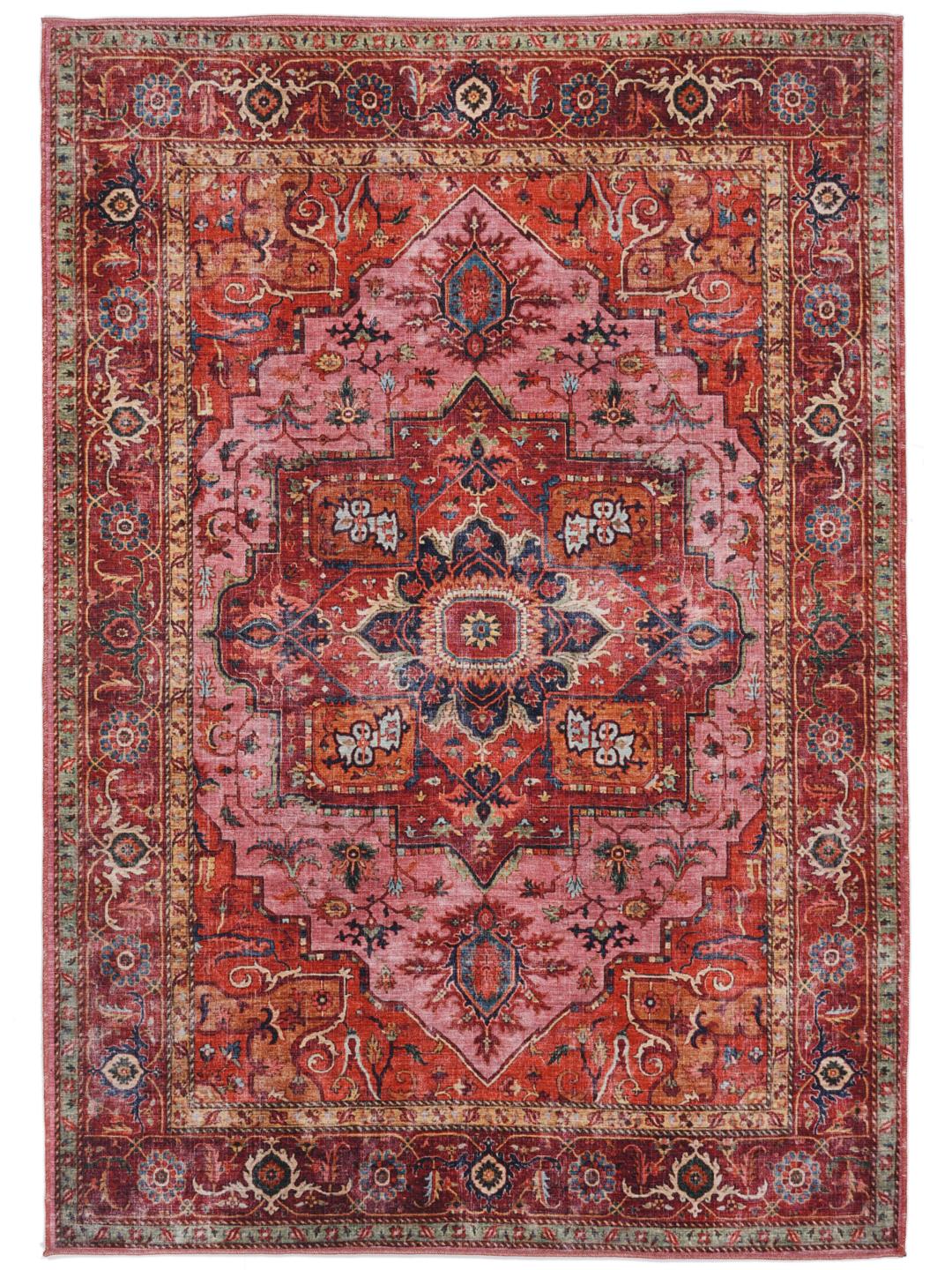 Rugvista essential - Georgia Oriental - Red / Pink 200 x 300 cm Cotton ...