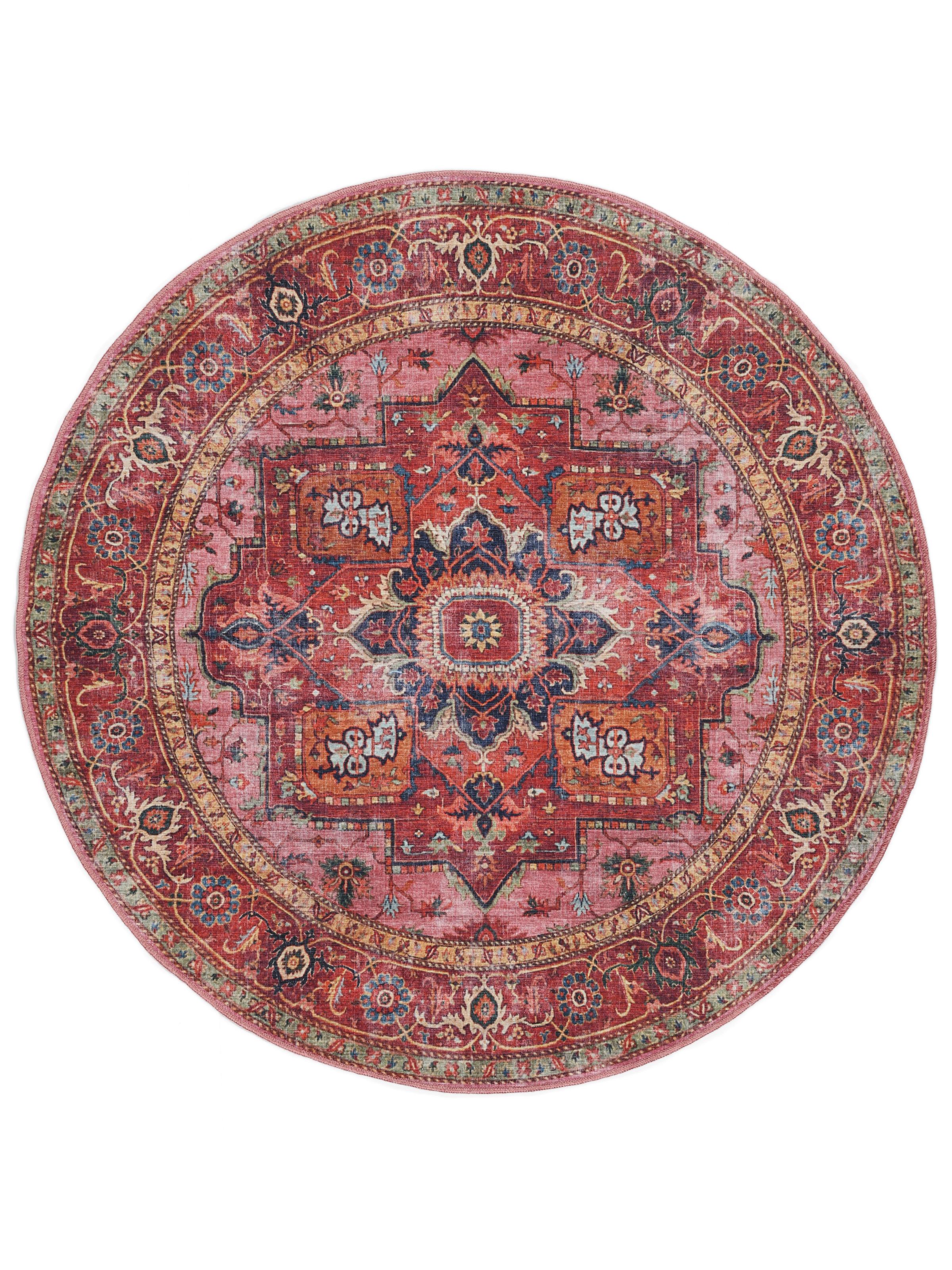 Rugvista essential - Georgia Oriental - Red / Pink, Round Ø 160 cm ...